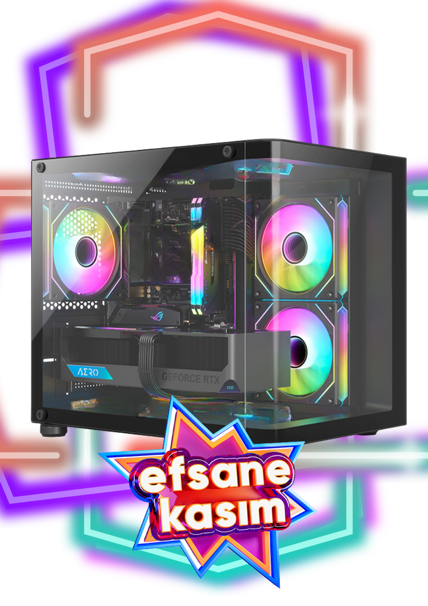 AMD RYZEN 5 7500F-RTX 5060Tİ 16 GB-32 GB RAM-500 GB M2 SSD-ARGB COMPACT AKVARYUM KASA