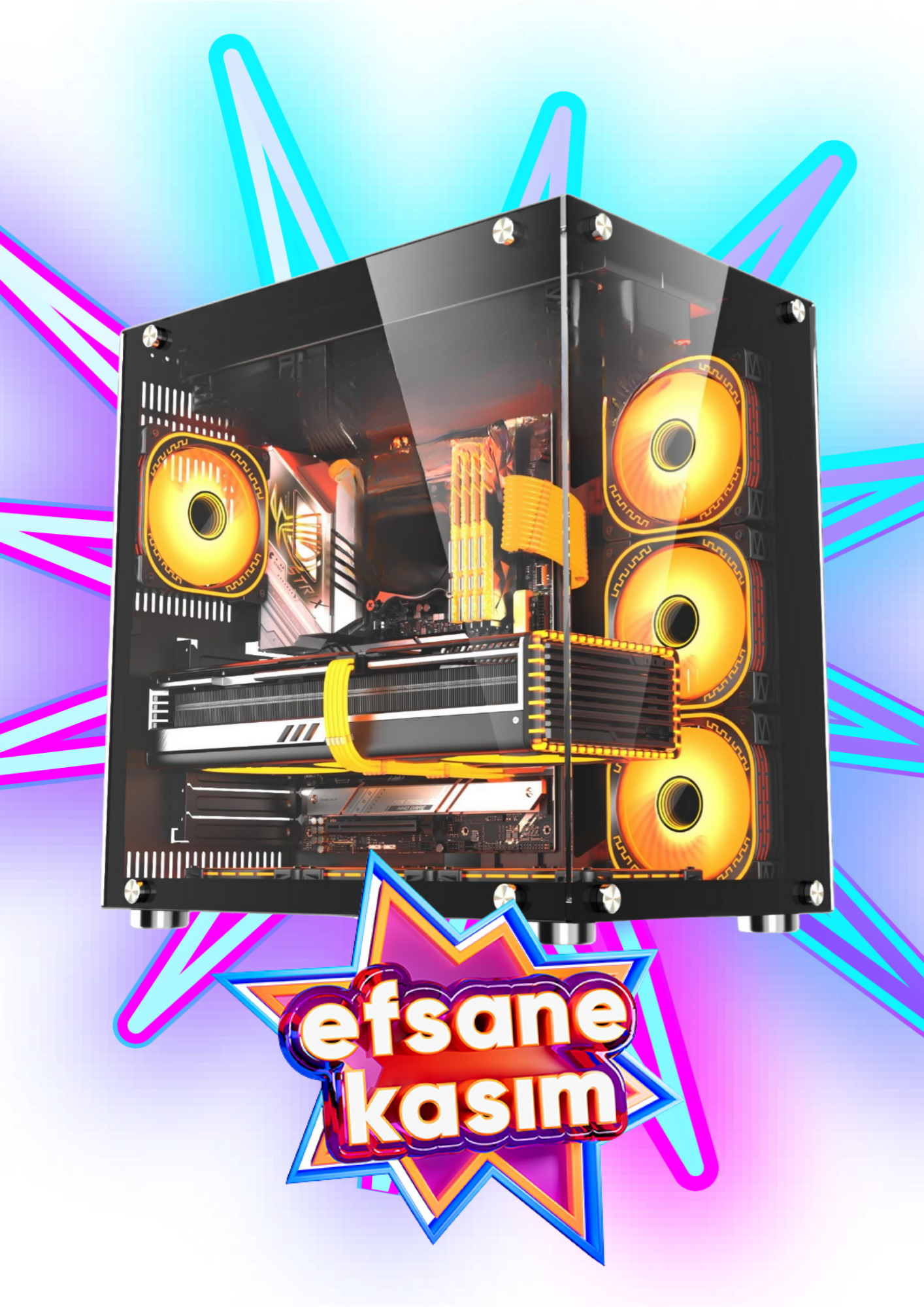 AMD RYZEN 5 5600-16 GB RAM-500GB M2 SSD-ARGB AKVARYUM KASA-EKRAN KARTSIZ