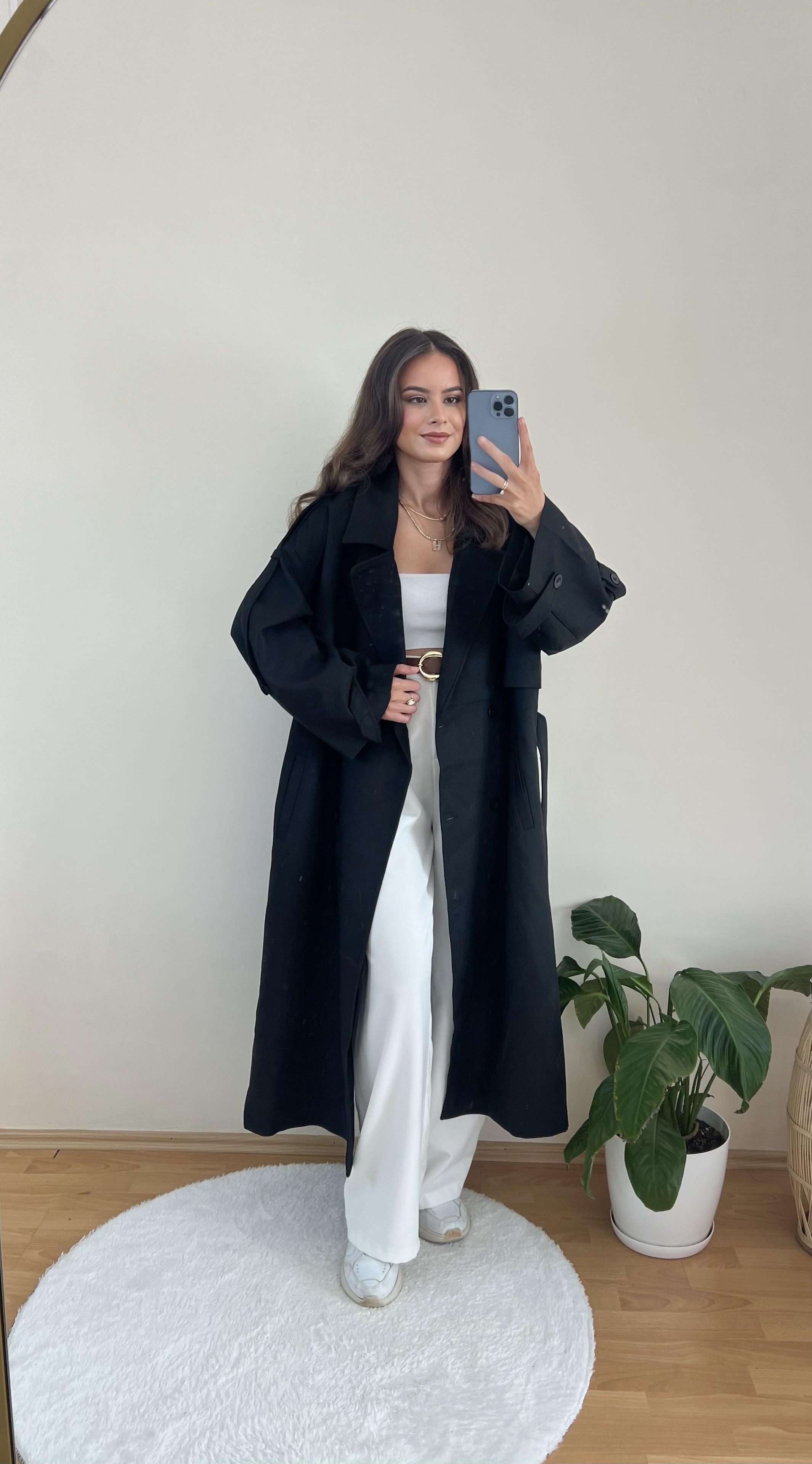 PREMİUM SERİ SİYAH TRENÇ