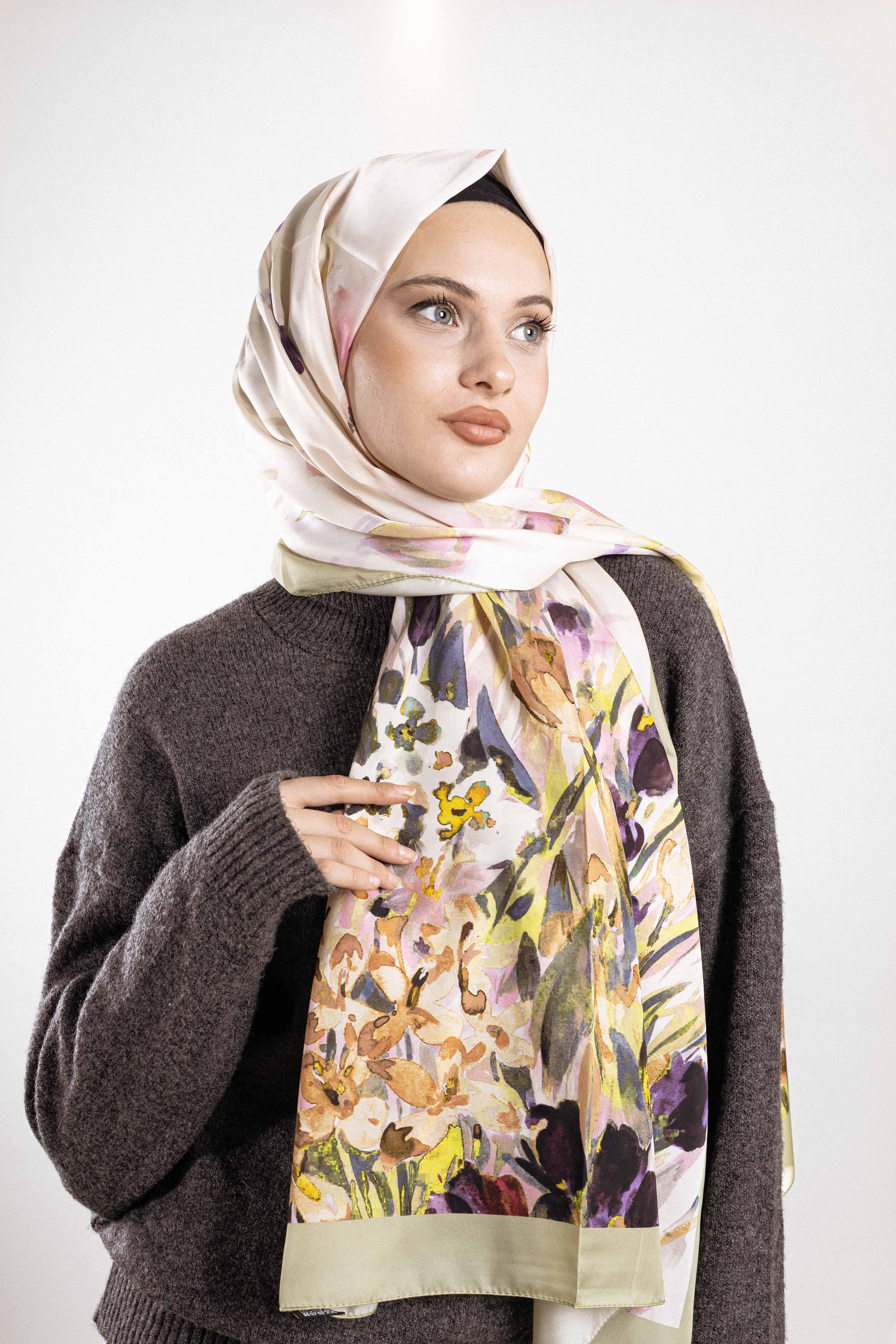 ALFA SİLK ŞAL İLKBAHAR ÇİÇEKLERİ DESENİ