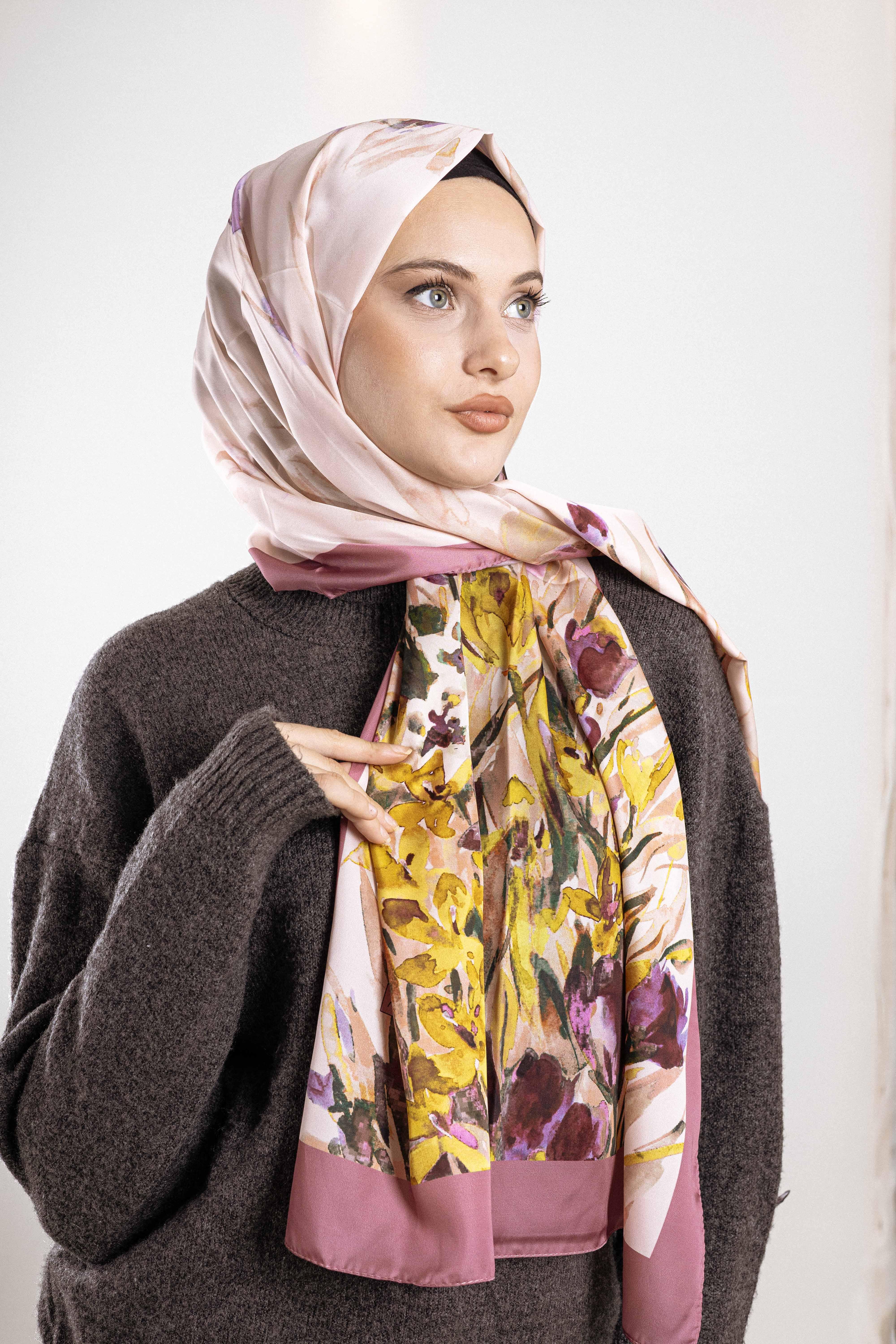 ALFA SİLK ŞAL İLKBAHAR ÇİÇEKLERİ DESENİ