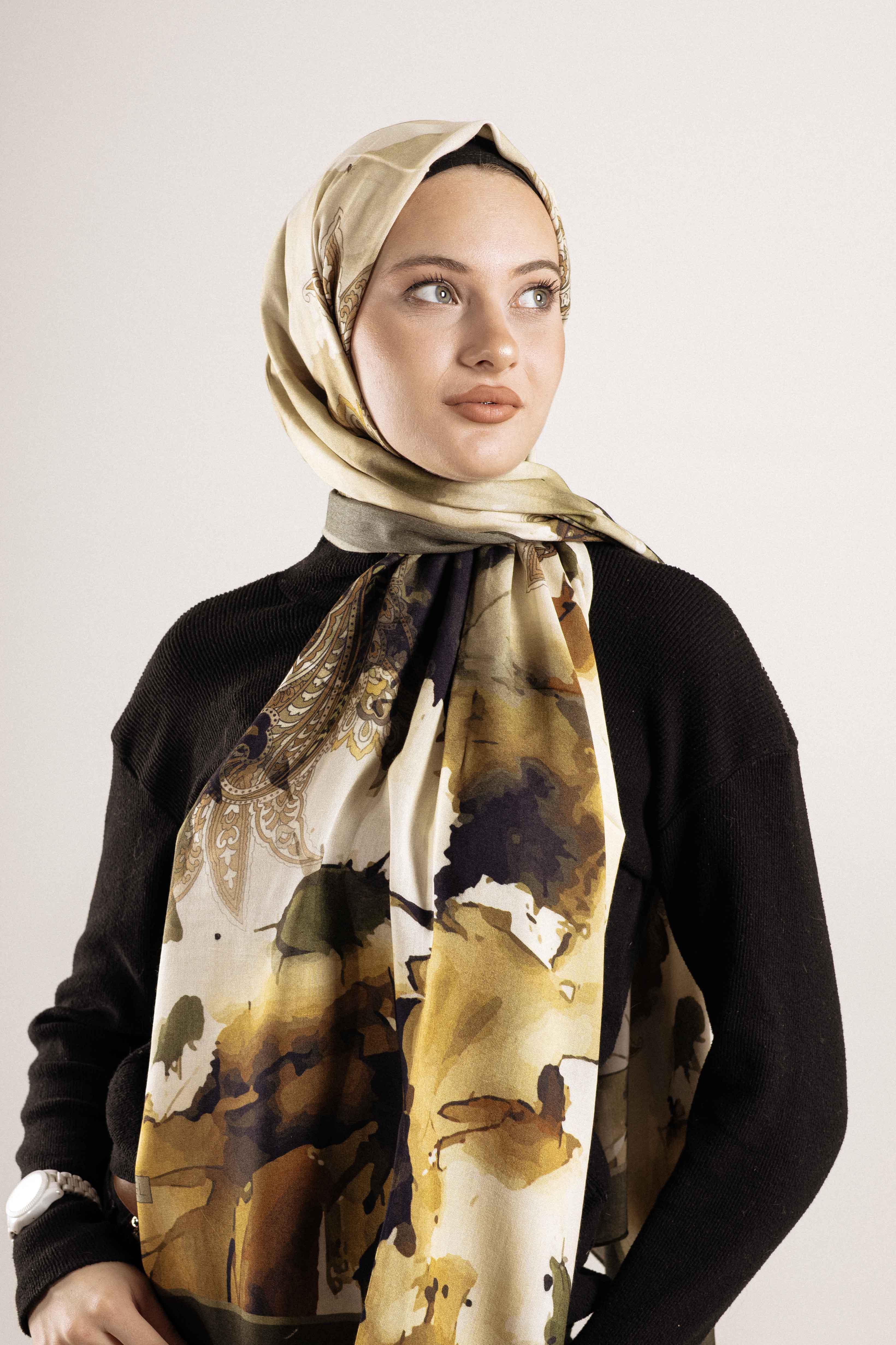 FLOOR İPEK ŞAL İTALYAN DİKİŞİ DESEN-1