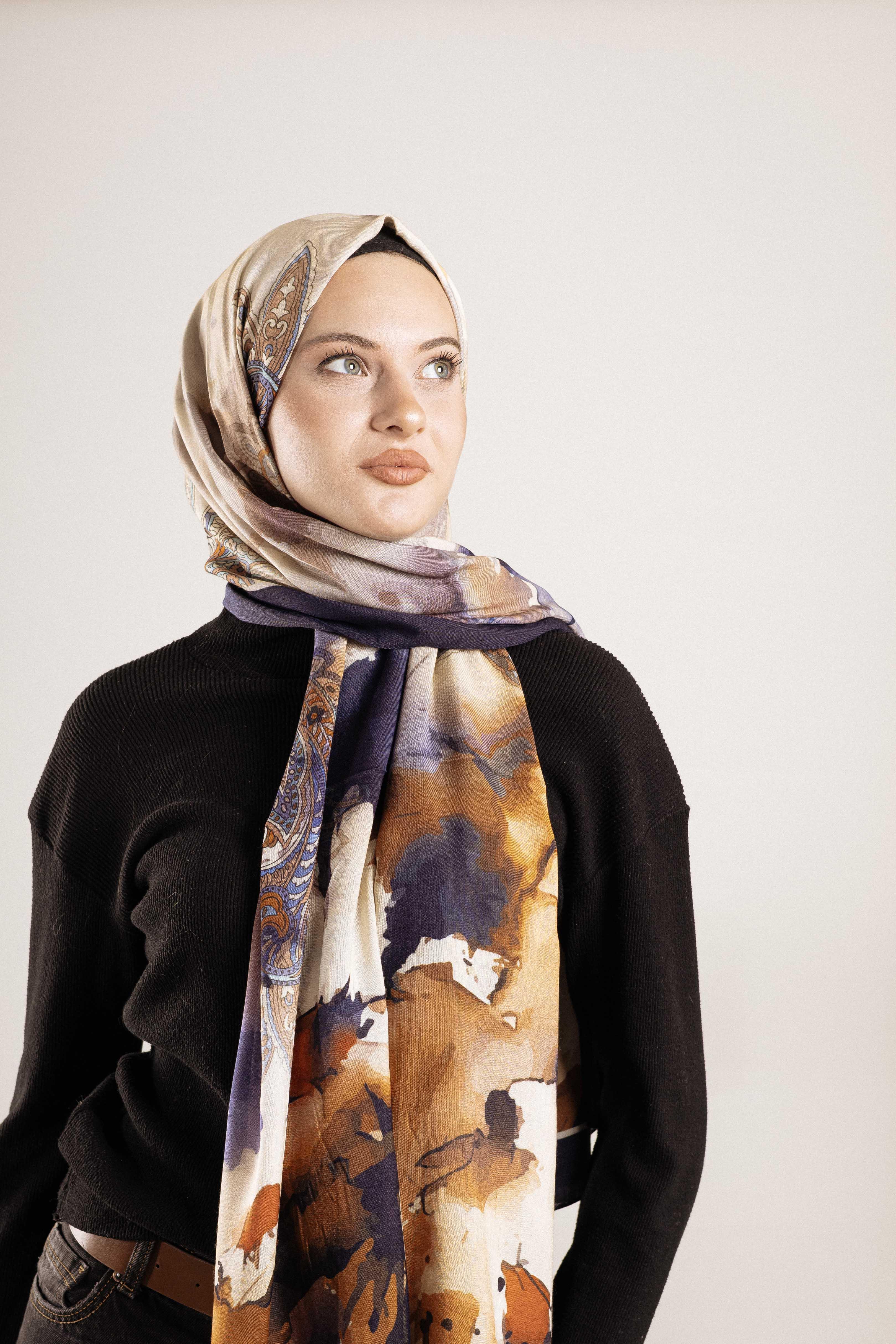 FLOOR İPEK ŞAL İTALYAN DİKİŞİ DESEN-1