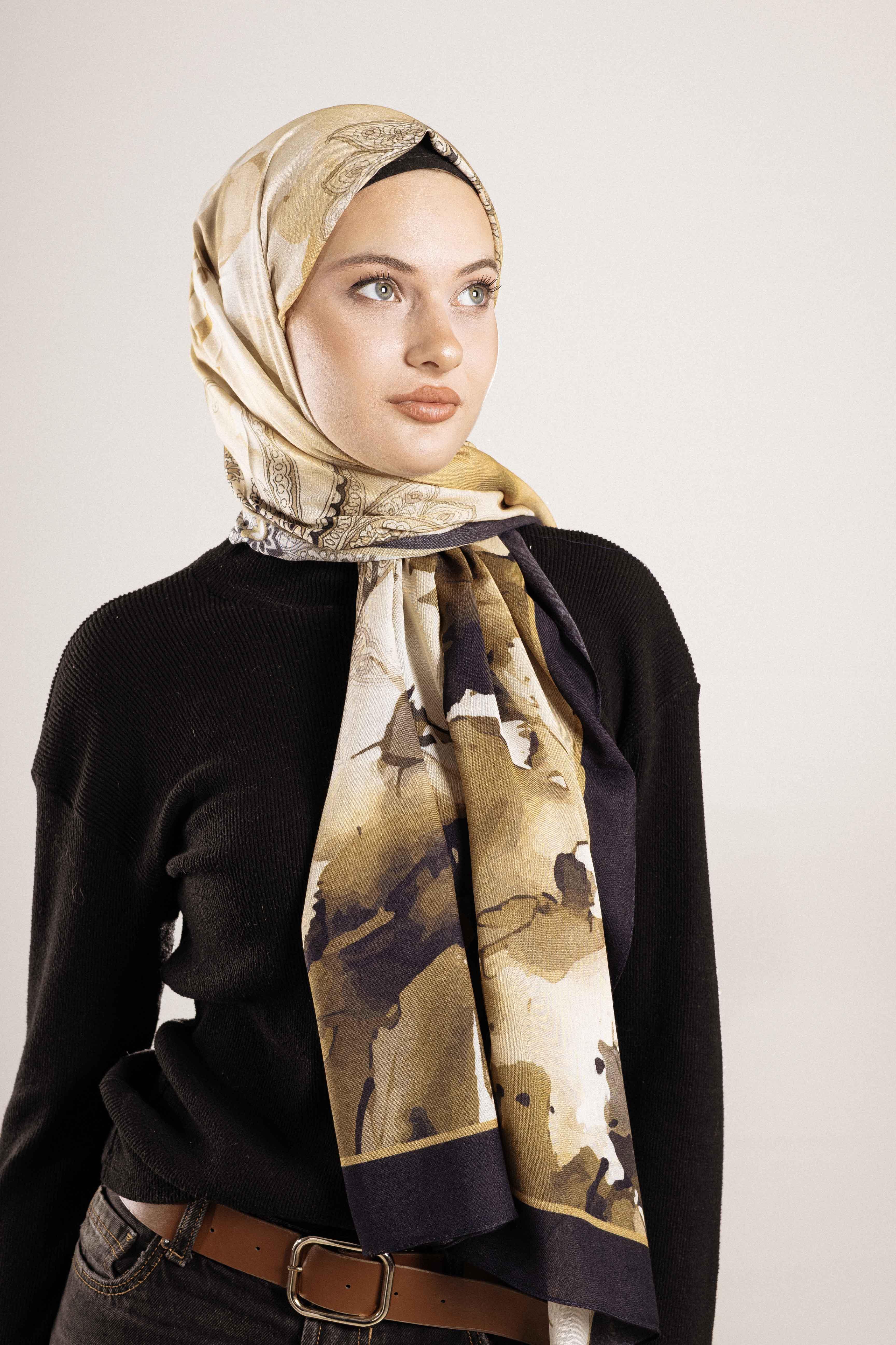 FLOOR İPEK ŞAL İTALYAN DİKİŞİ DESEN-1