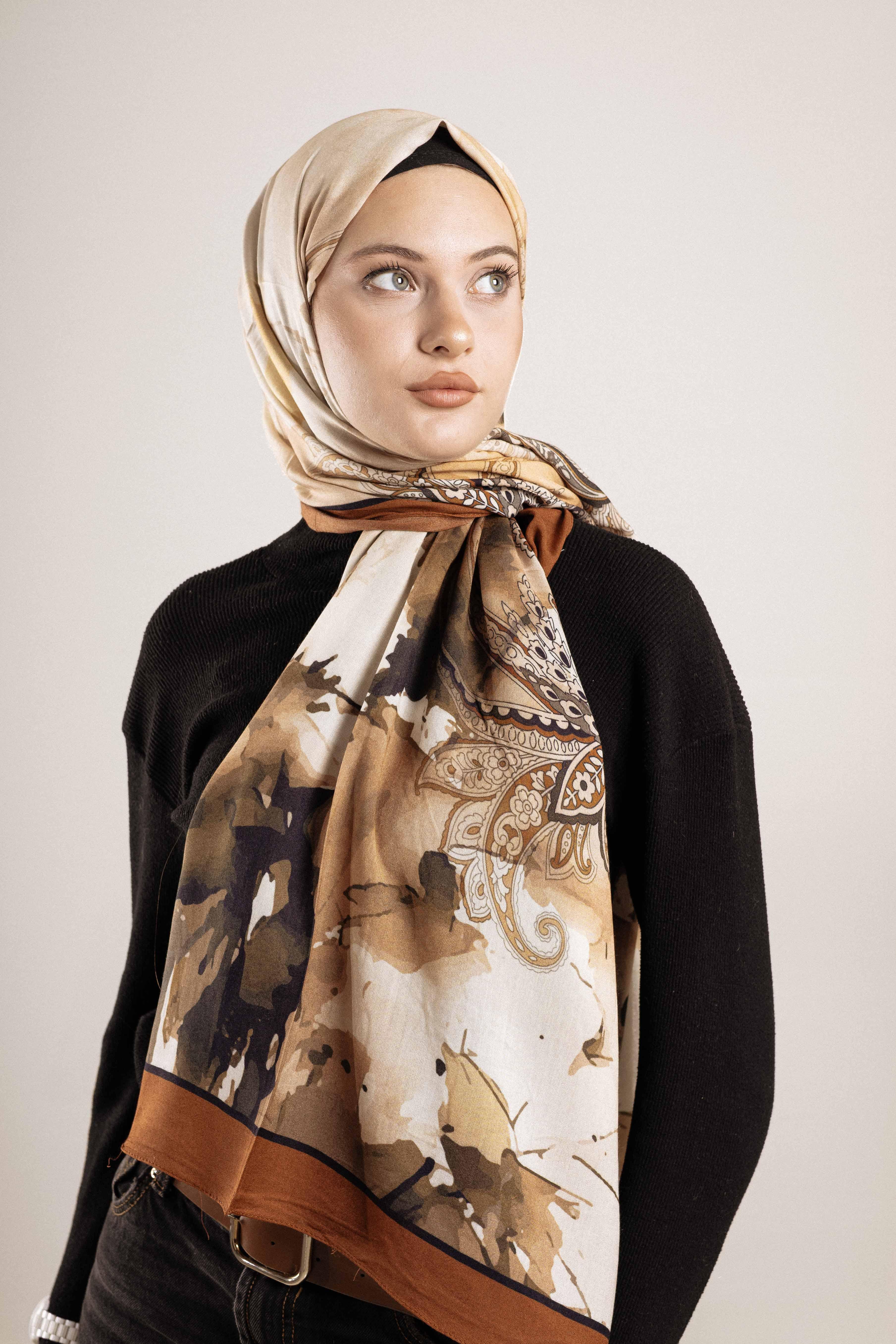 FLOOR İPEK ŞAL İTALYAN DİKİŞİ DESEN-1