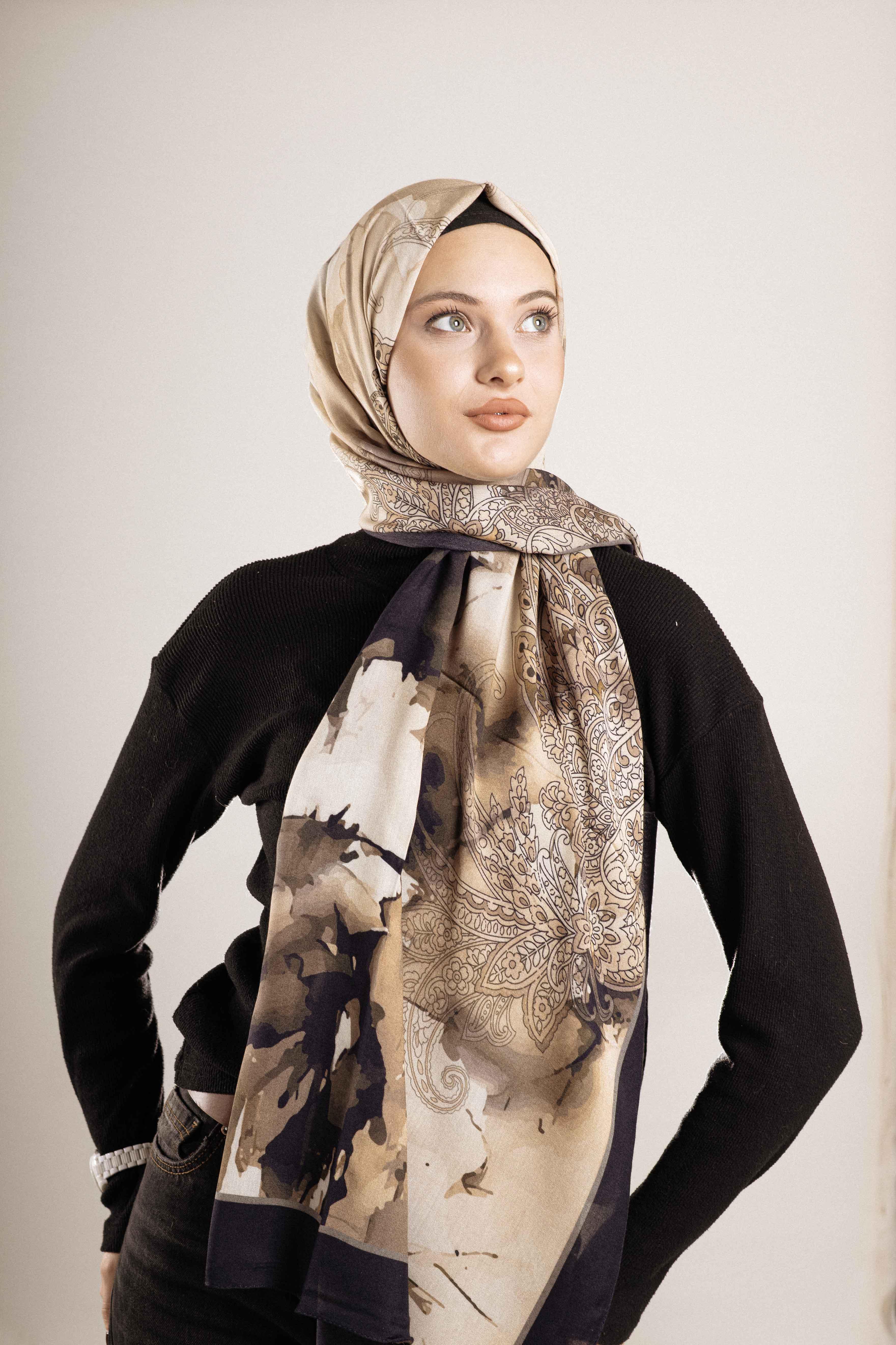 FLOOR İPEK ŞAL İTALYAN DİKİŞİ DESEN-1