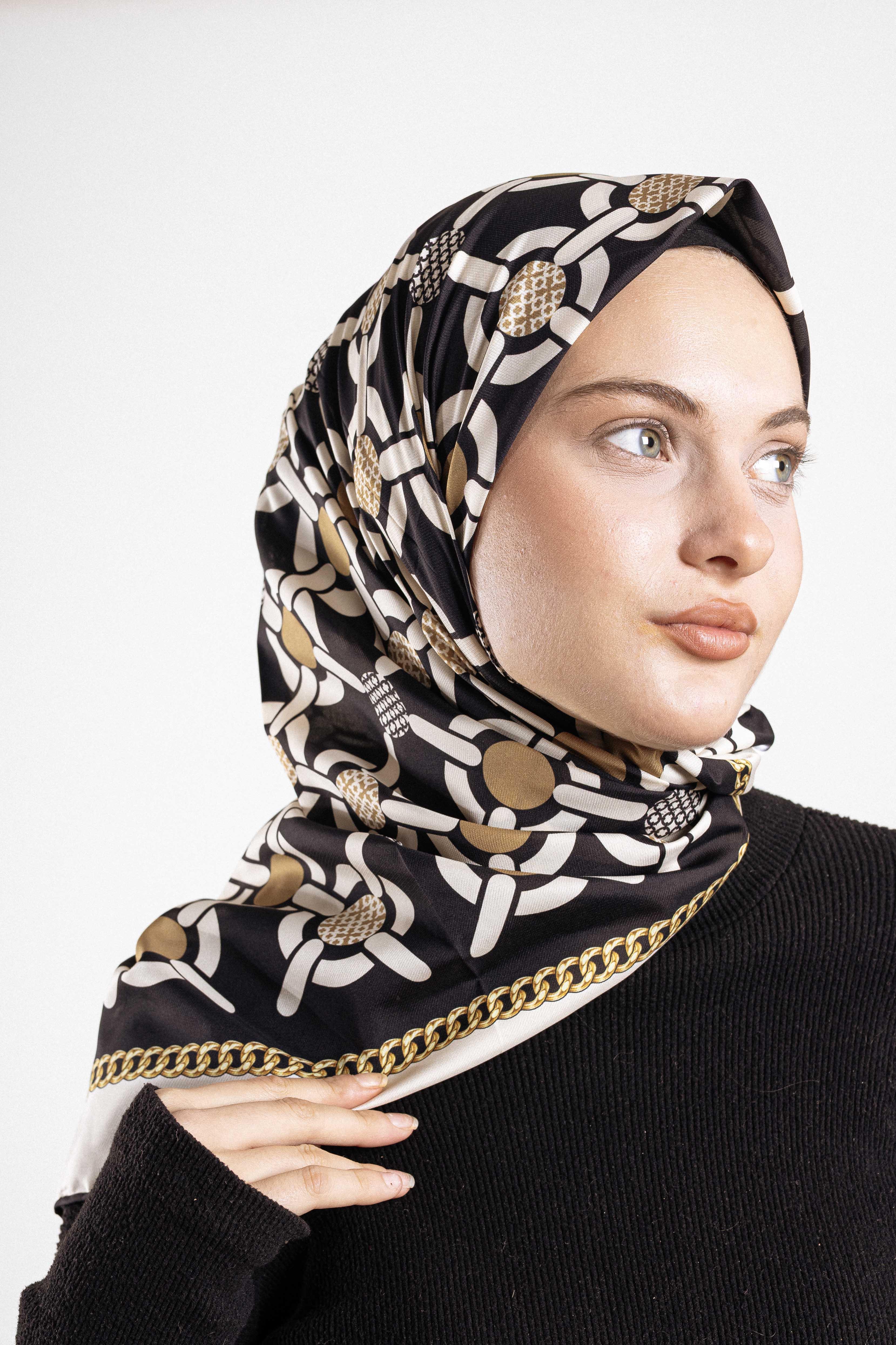 Desenli Alfa Silk Eşarp