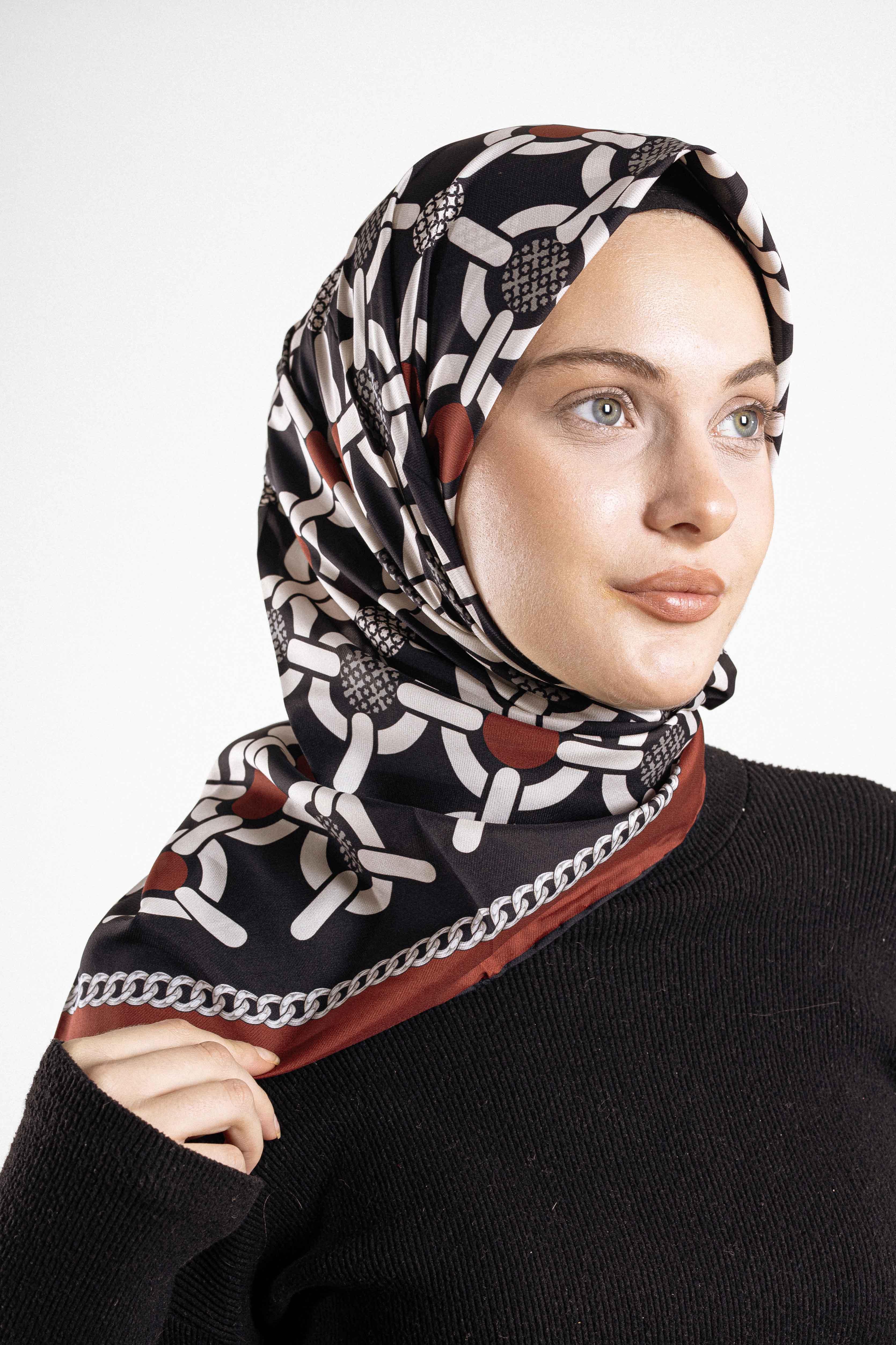 Desenli Alfa Silk Eşarp