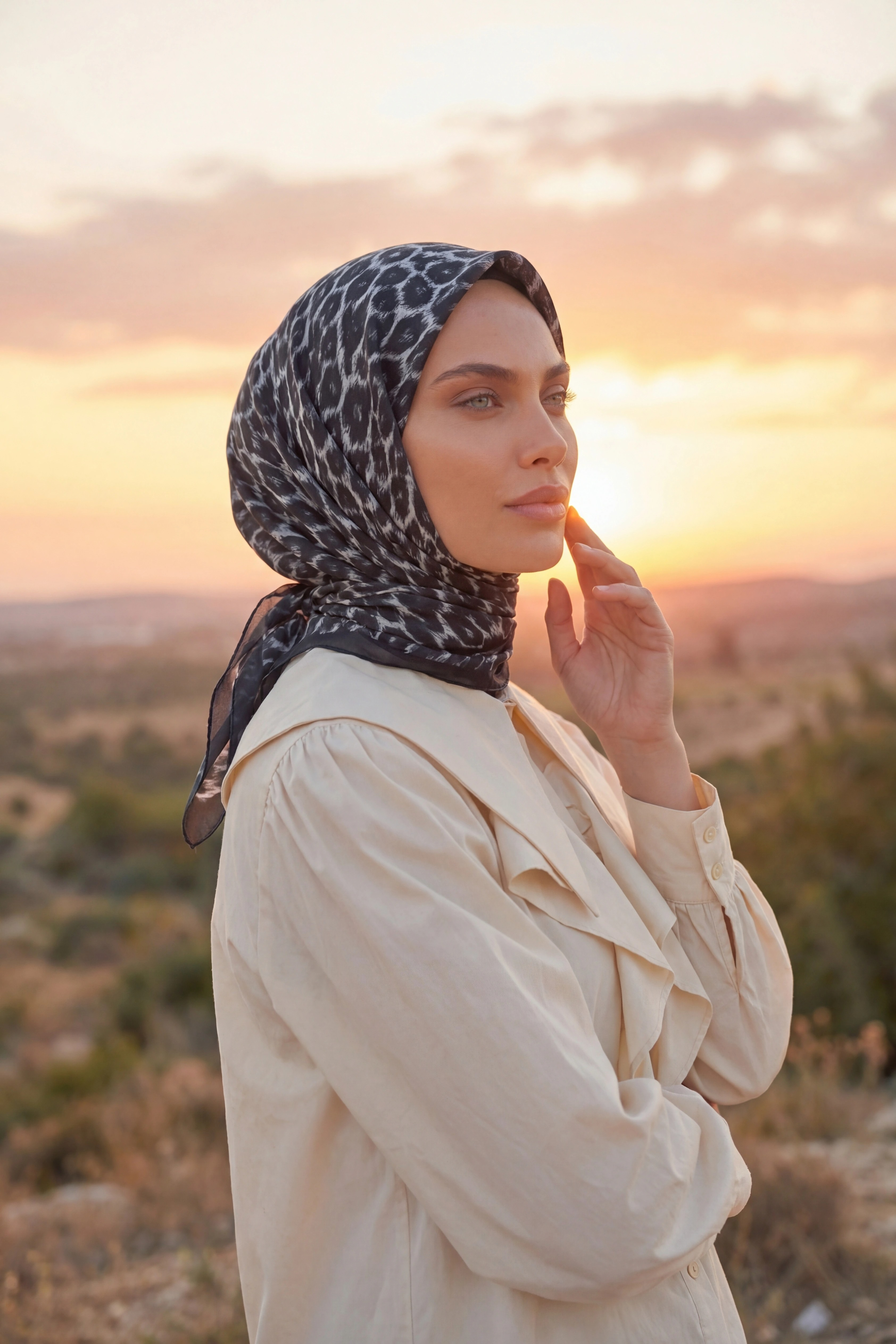 Dijital Soft Leopar Desen Eşarp