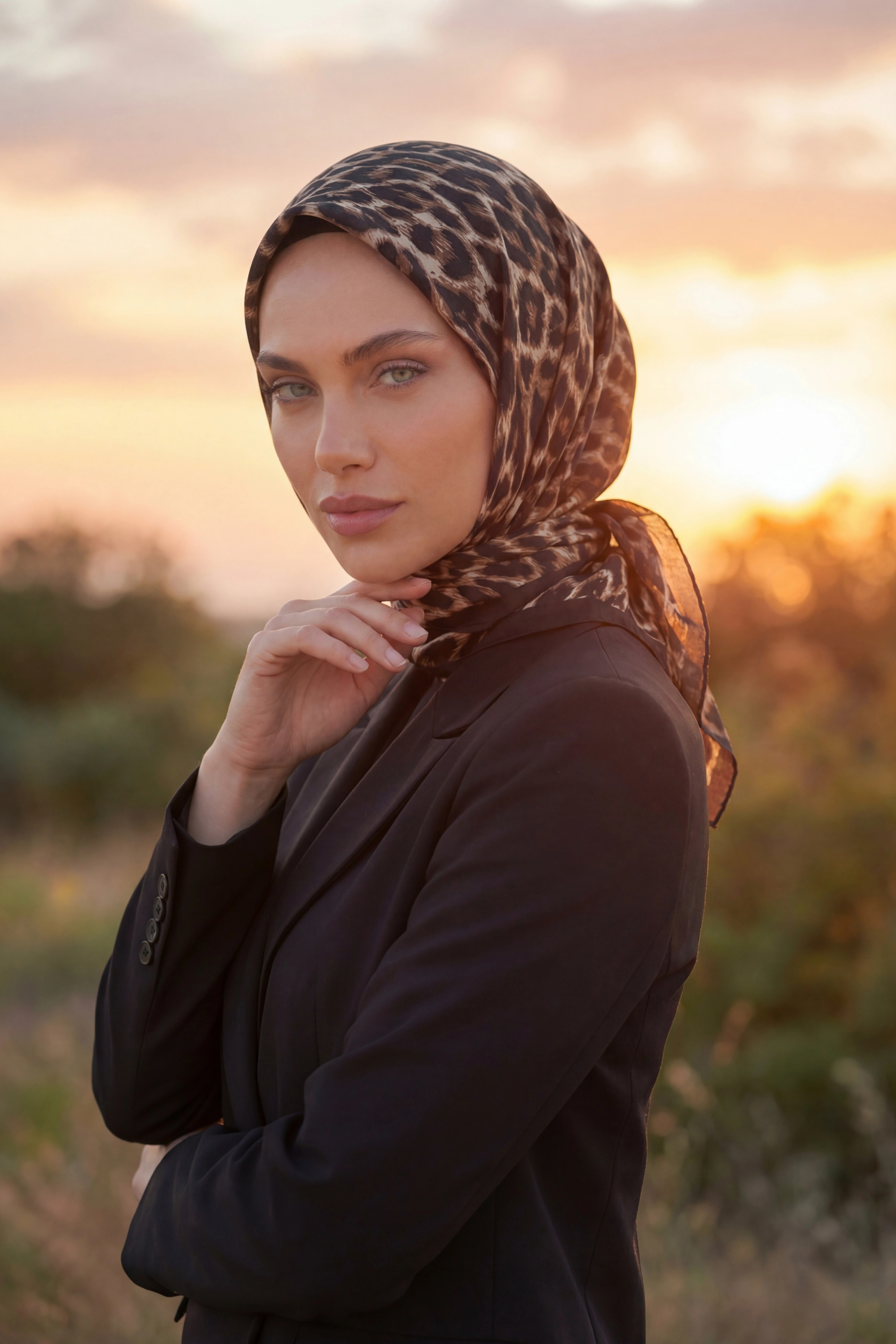 Dijital Soft Leopar Desen Eşarp