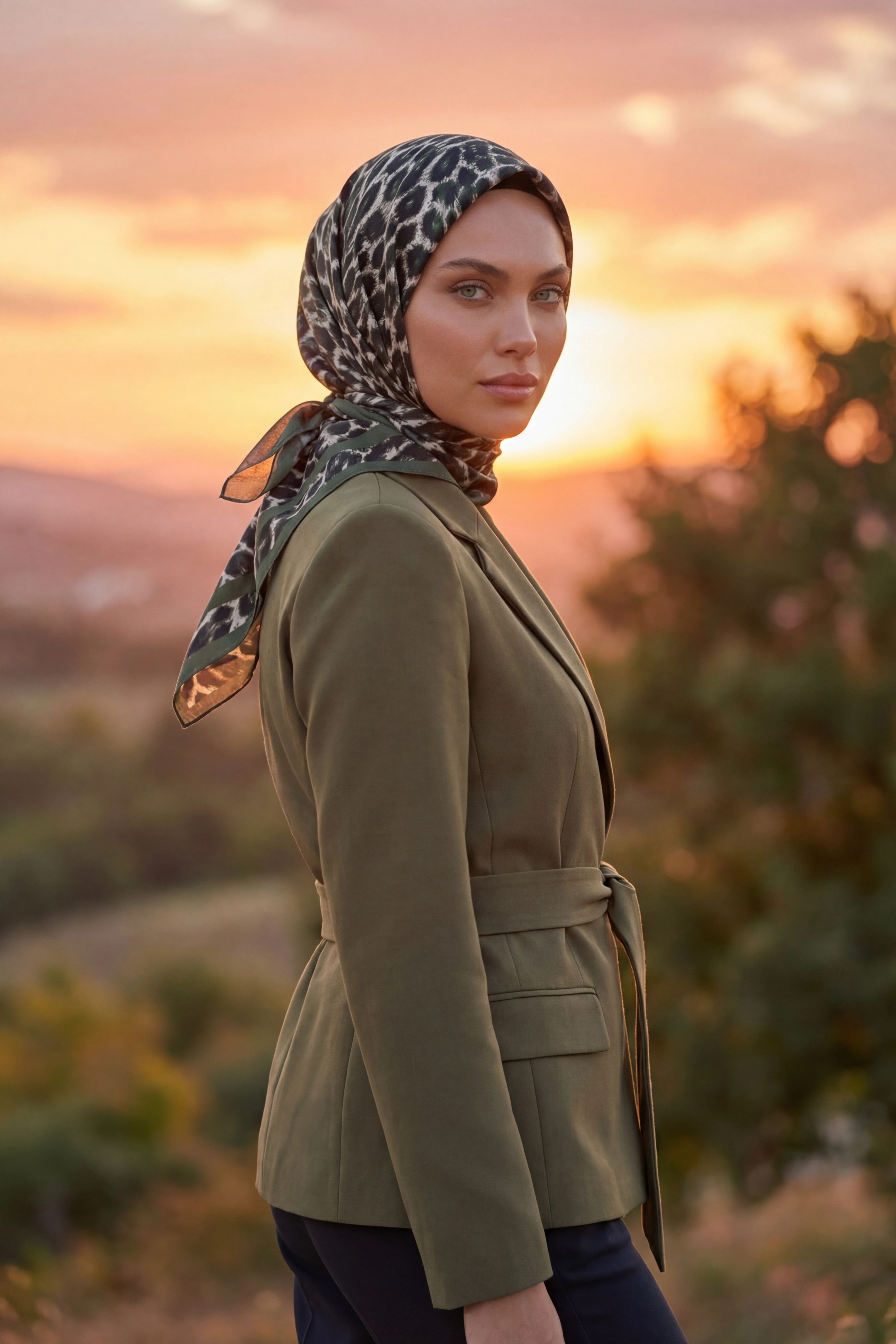 Dijital Soft Leopar Desen Eşarp