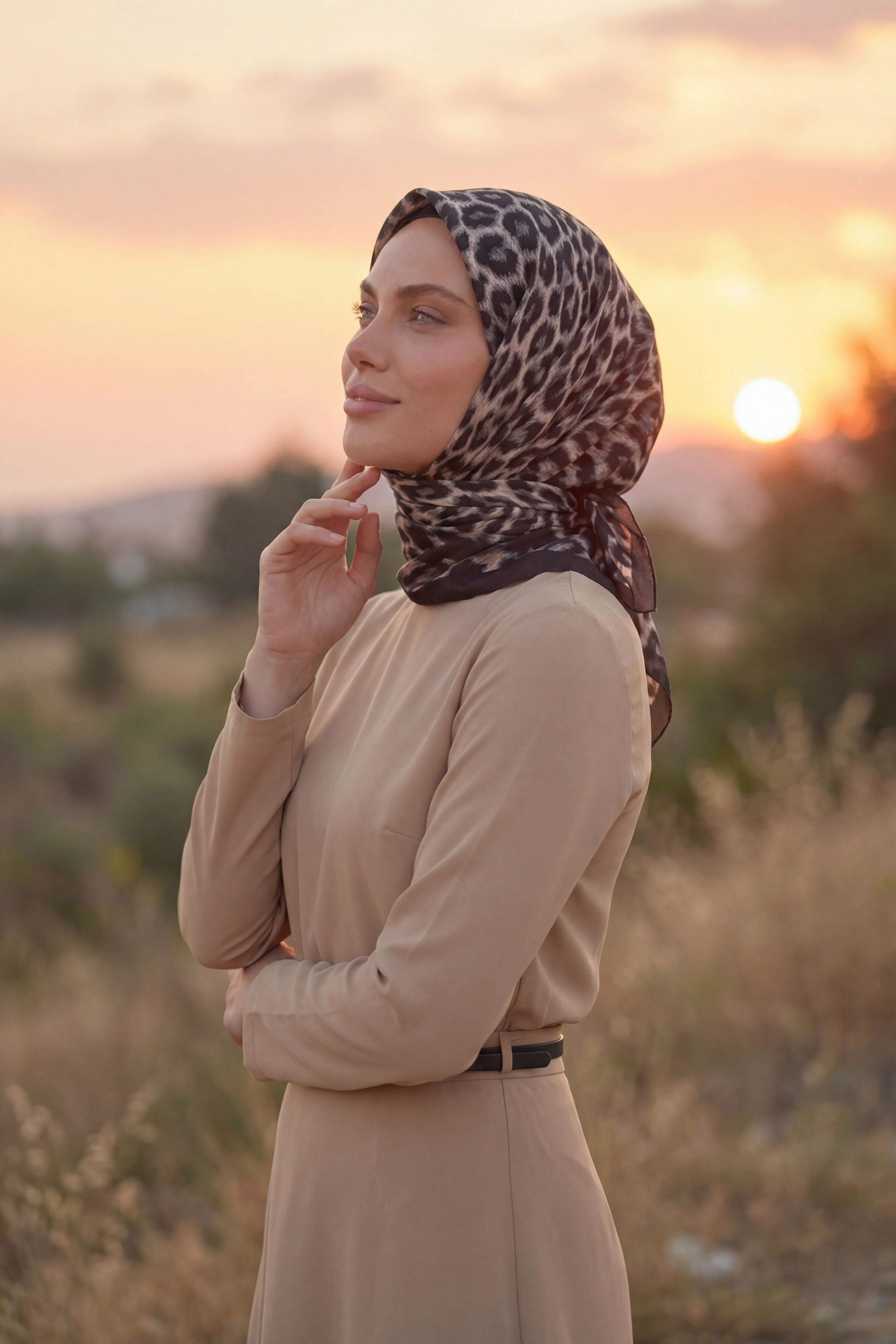 Dijital Soft Leopar Desen Eşarp