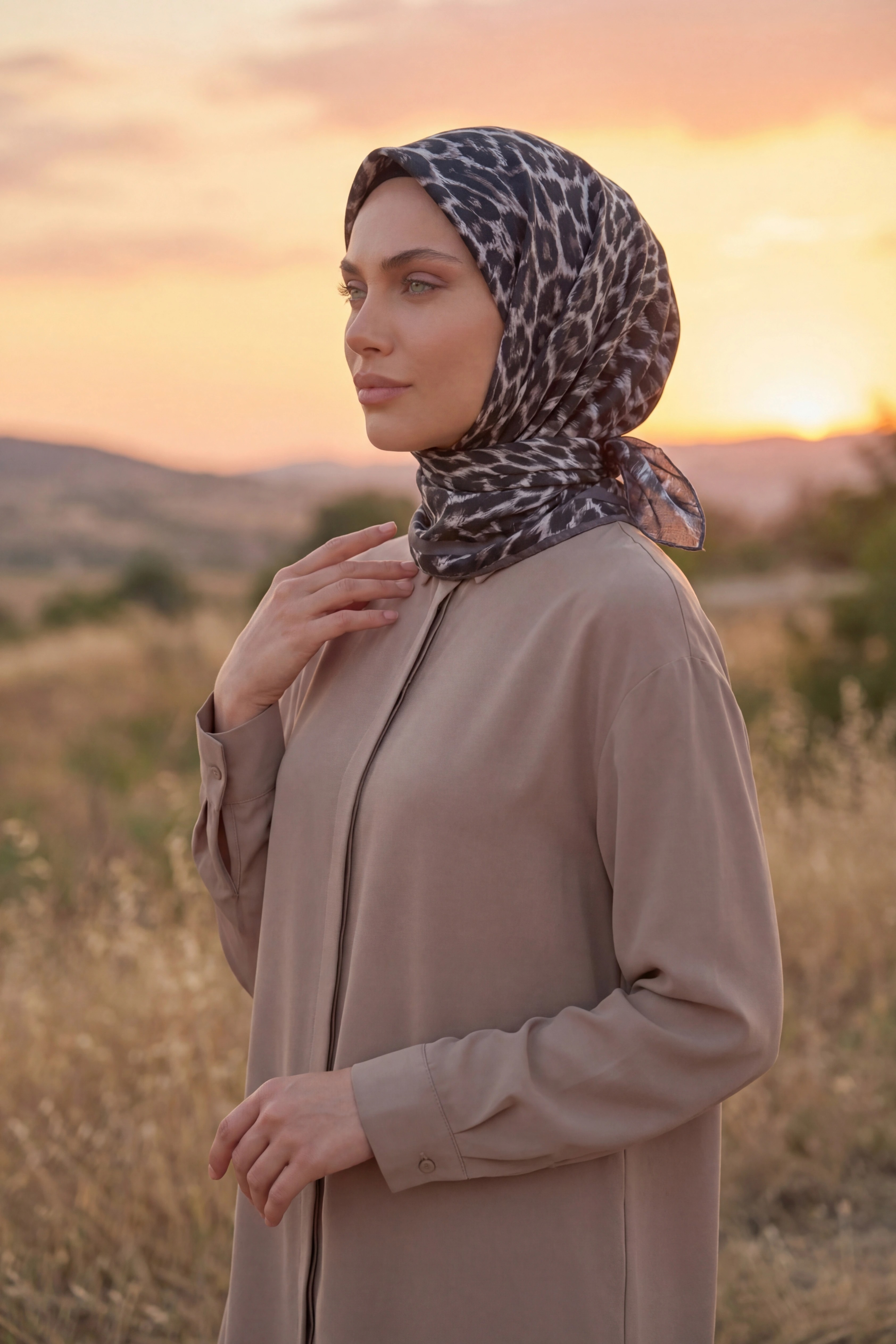 Dijital Soft Leopar Desen Eşarp