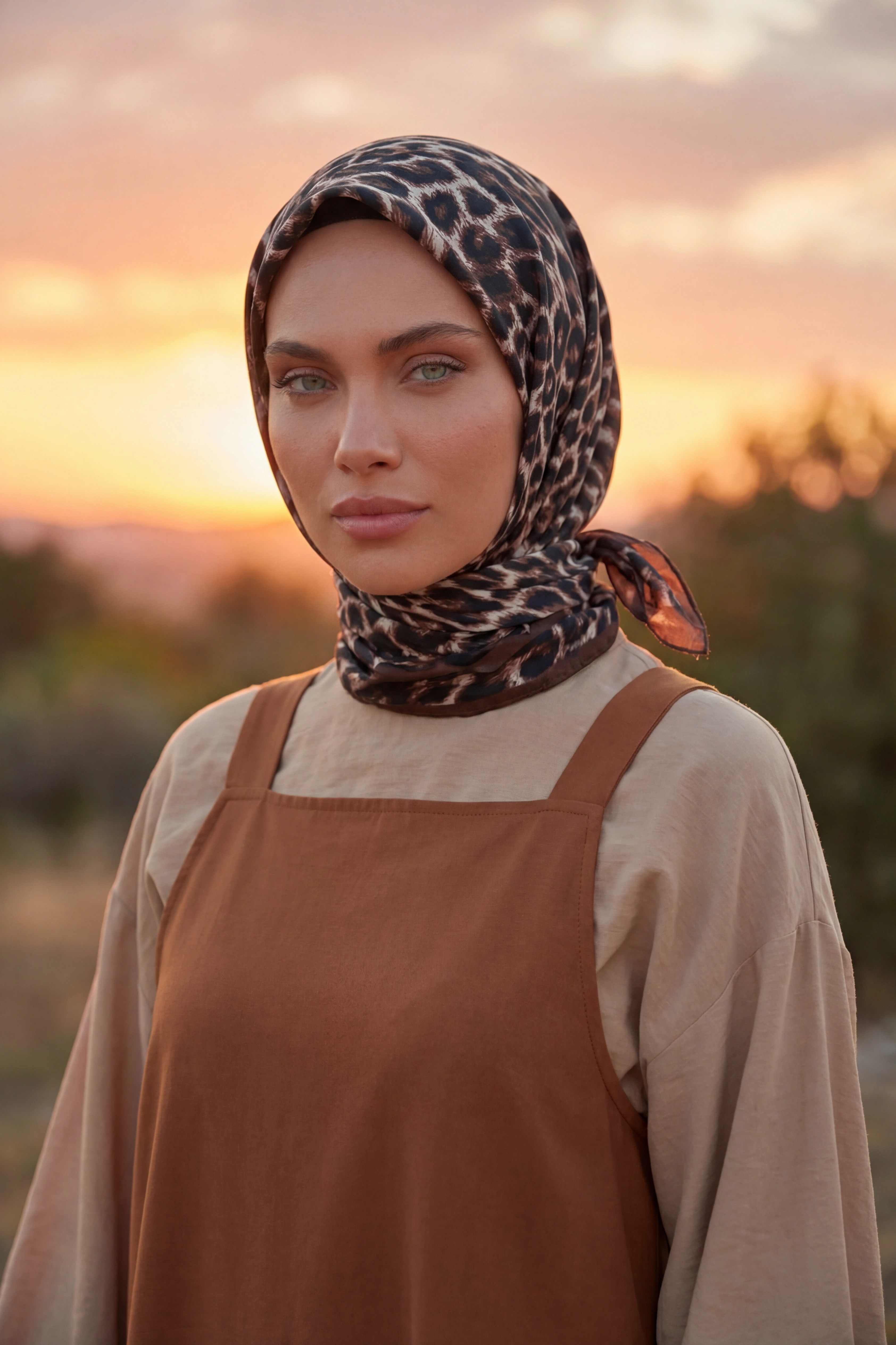 Dijital Soft Leopar Desen Eşarp