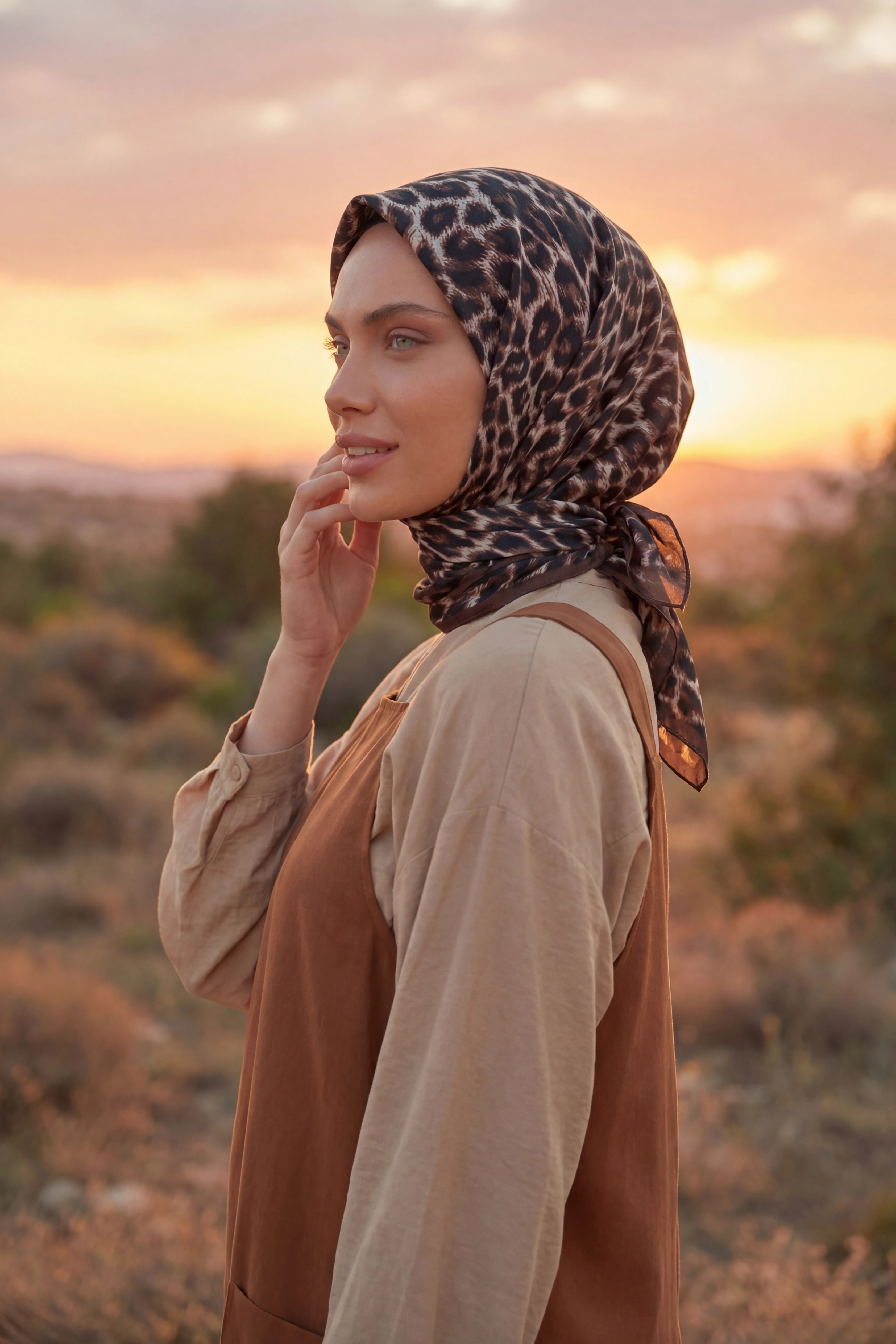 Dijital Soft Leopar Desen Eşarp