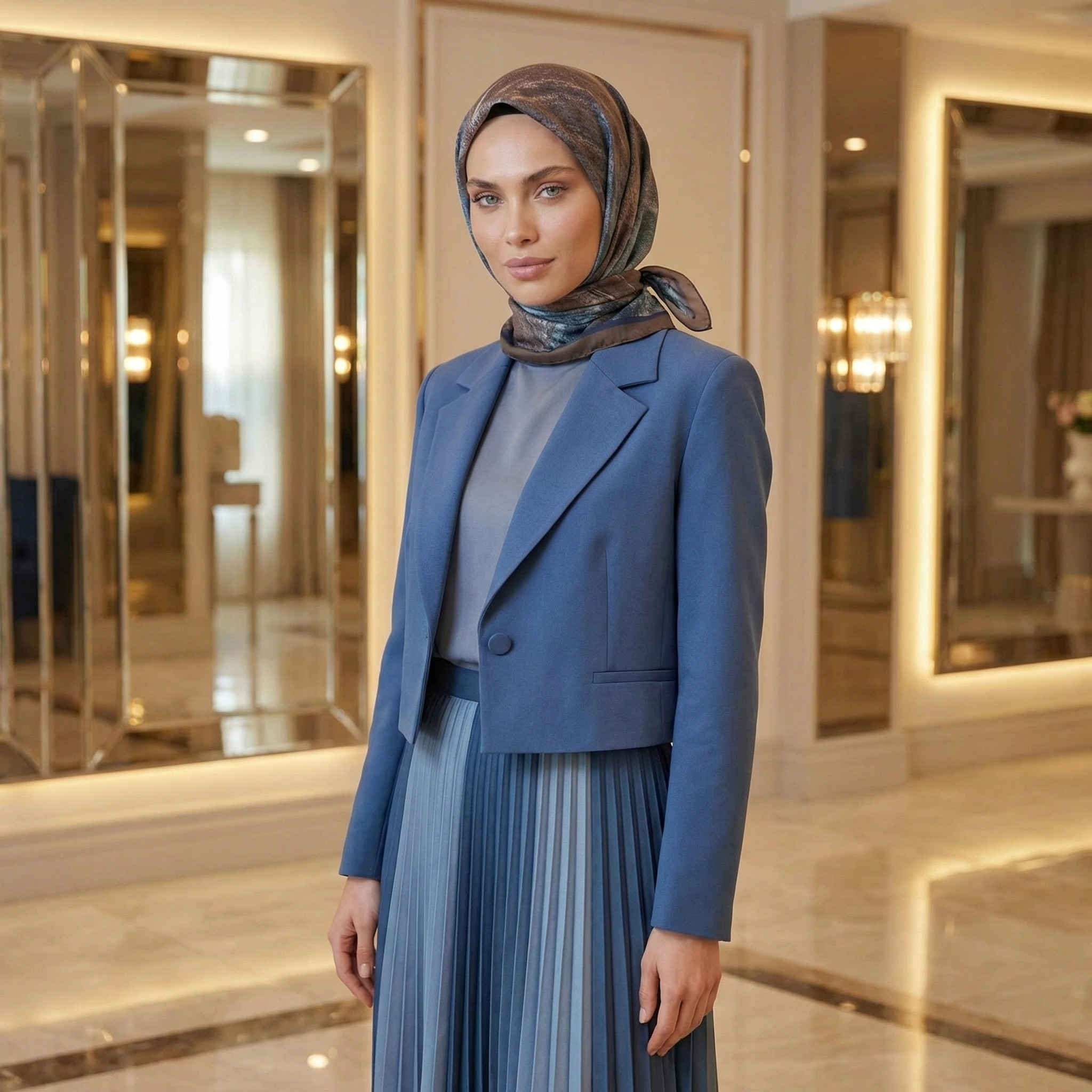 Dijital Soft Mermer Desen Eşarp