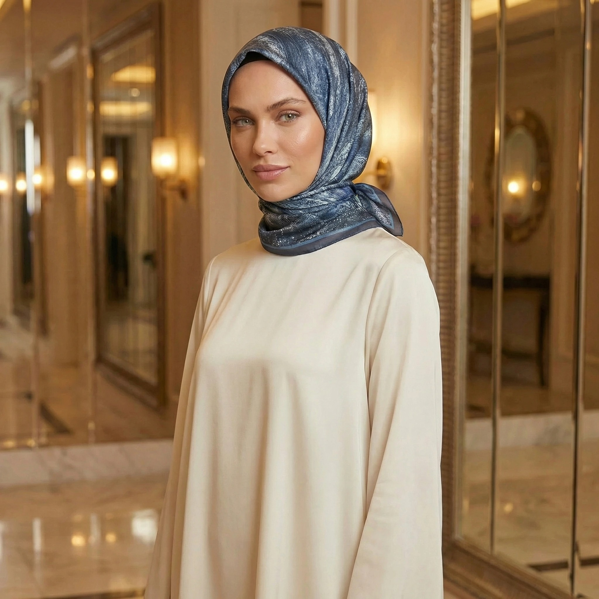 Dijital Soft Mermer Desen Eşarp