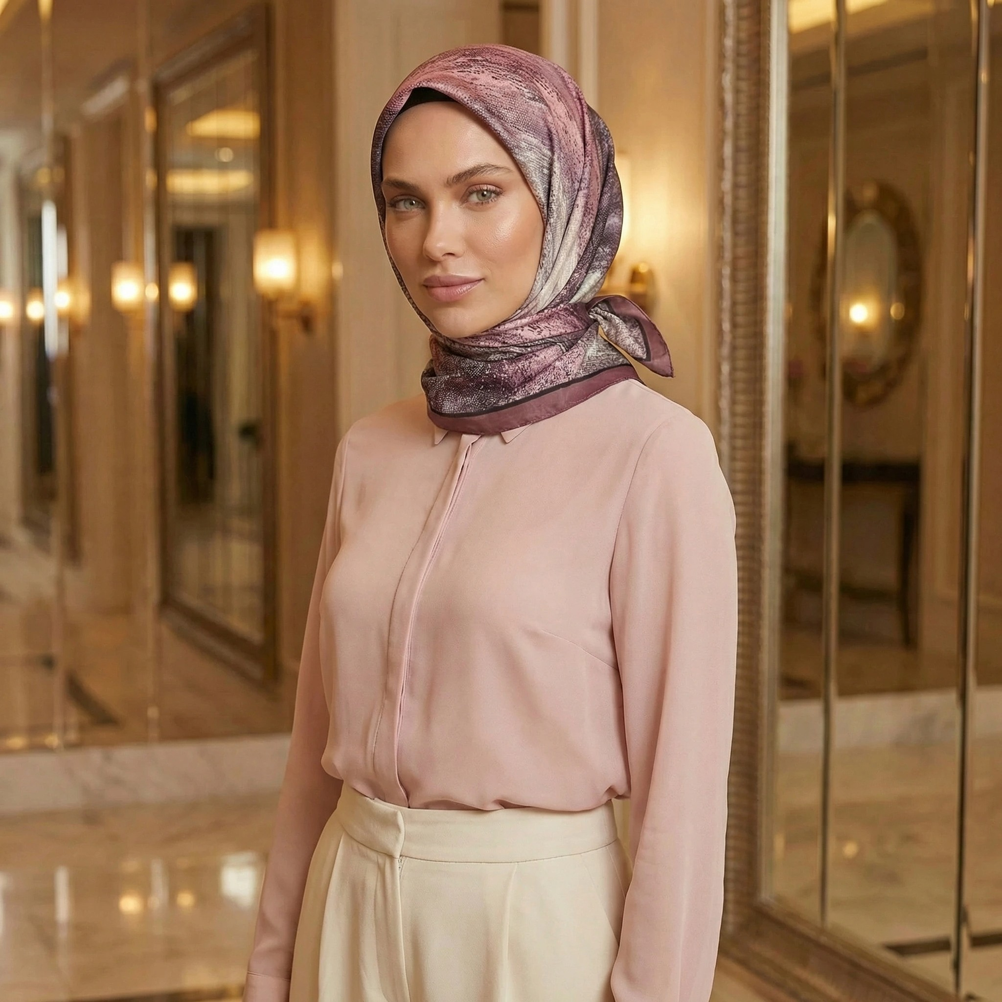 Dijital Soft Mermer Desen Eşarp