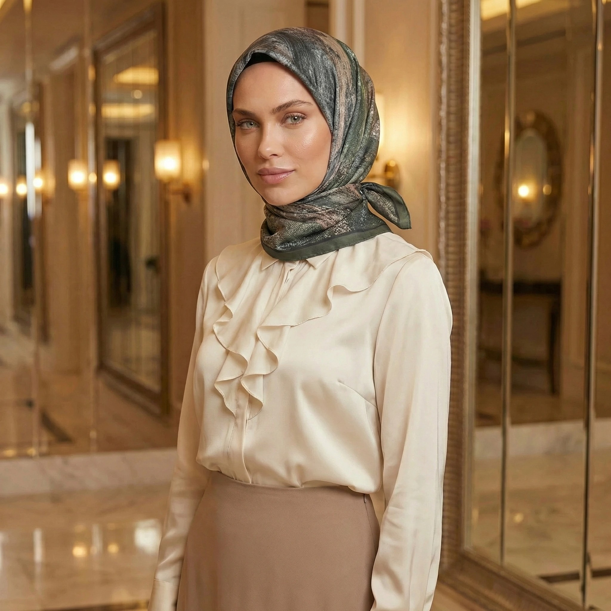 Dijital Soft Mermer Desen Eşarp