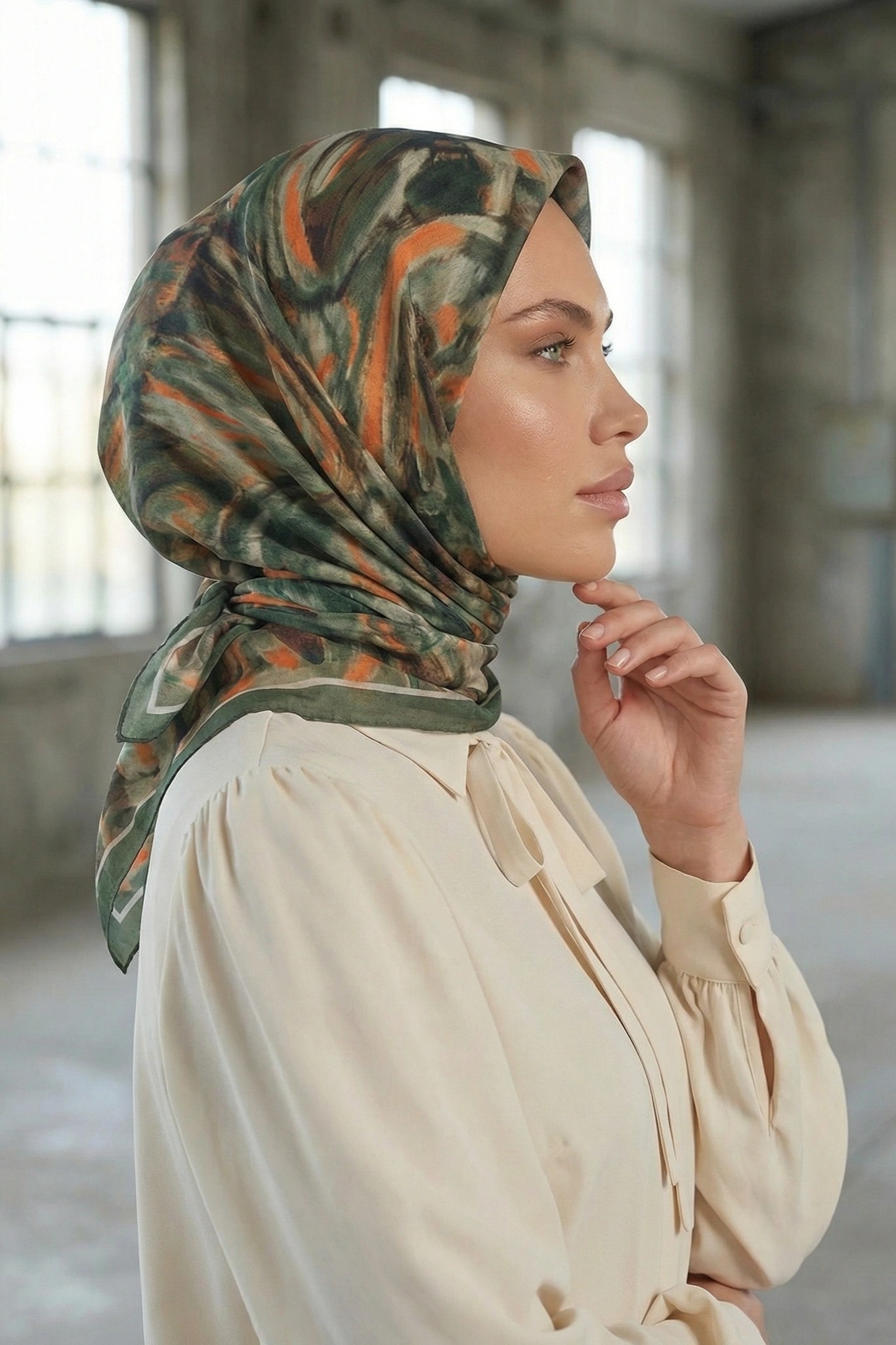 Dijital Soft Eşarp Fırça Desen2