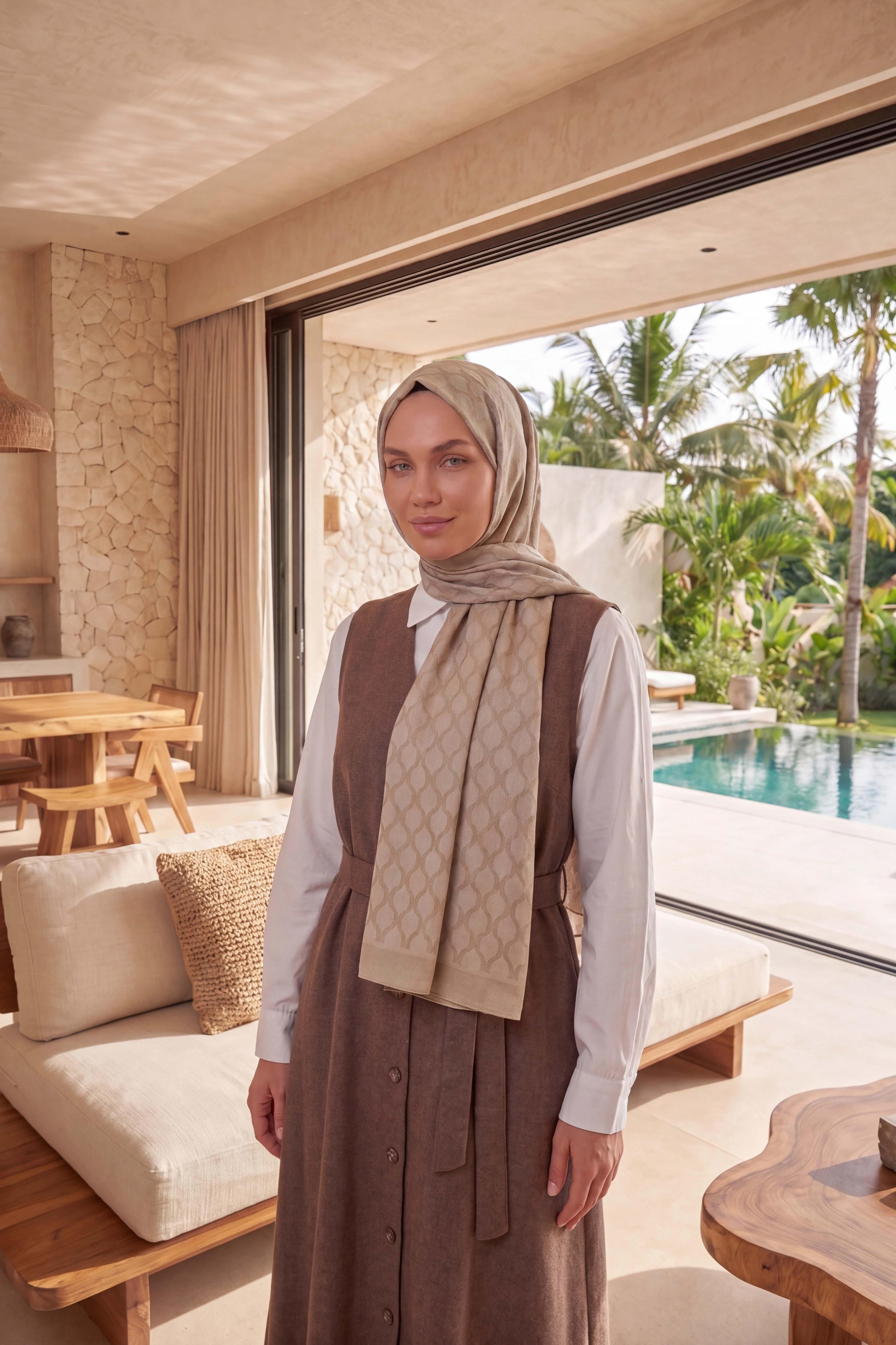 Asetat Şal Oval Geometrik Desen