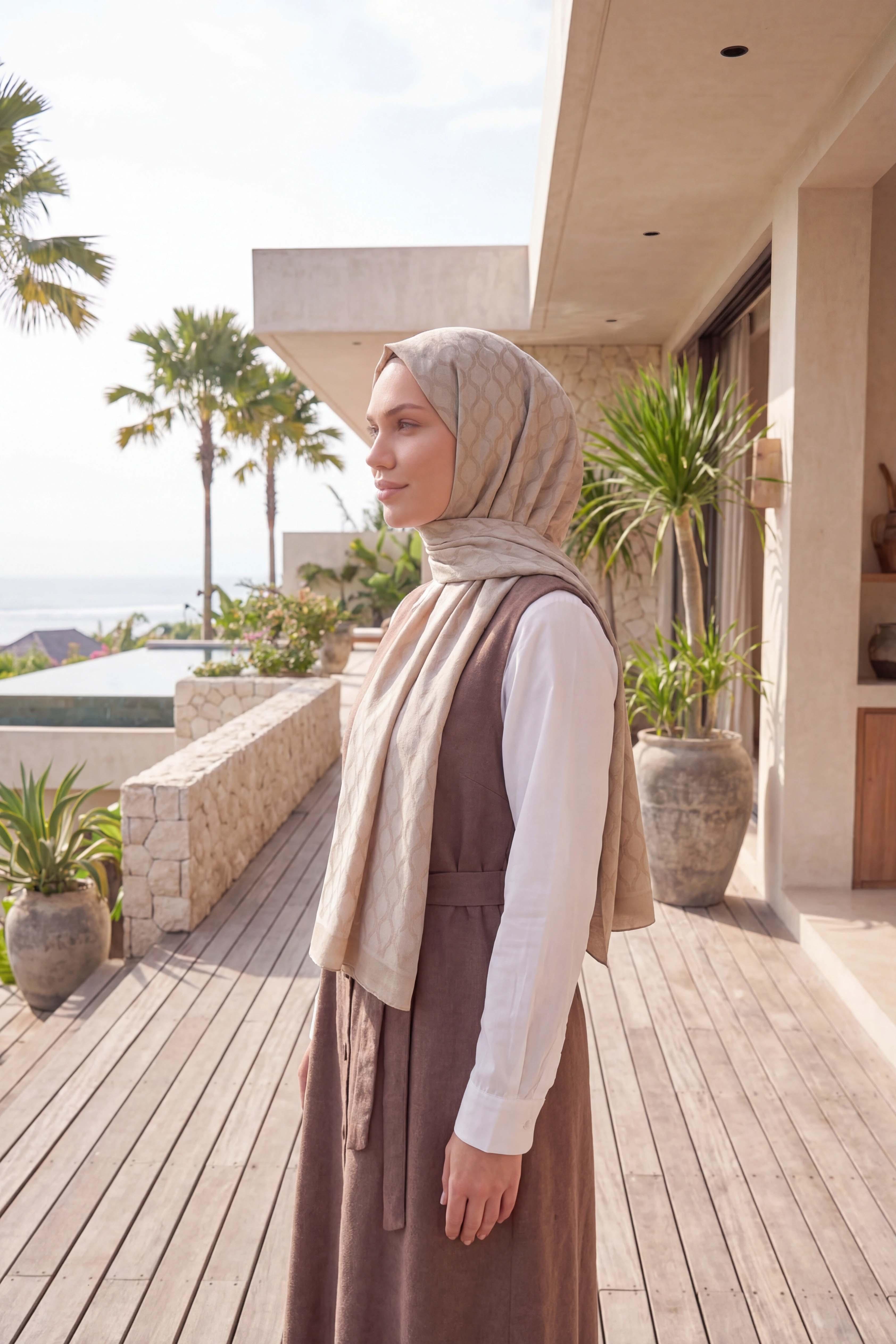 Asetat Şal Oval Geometrik Desen