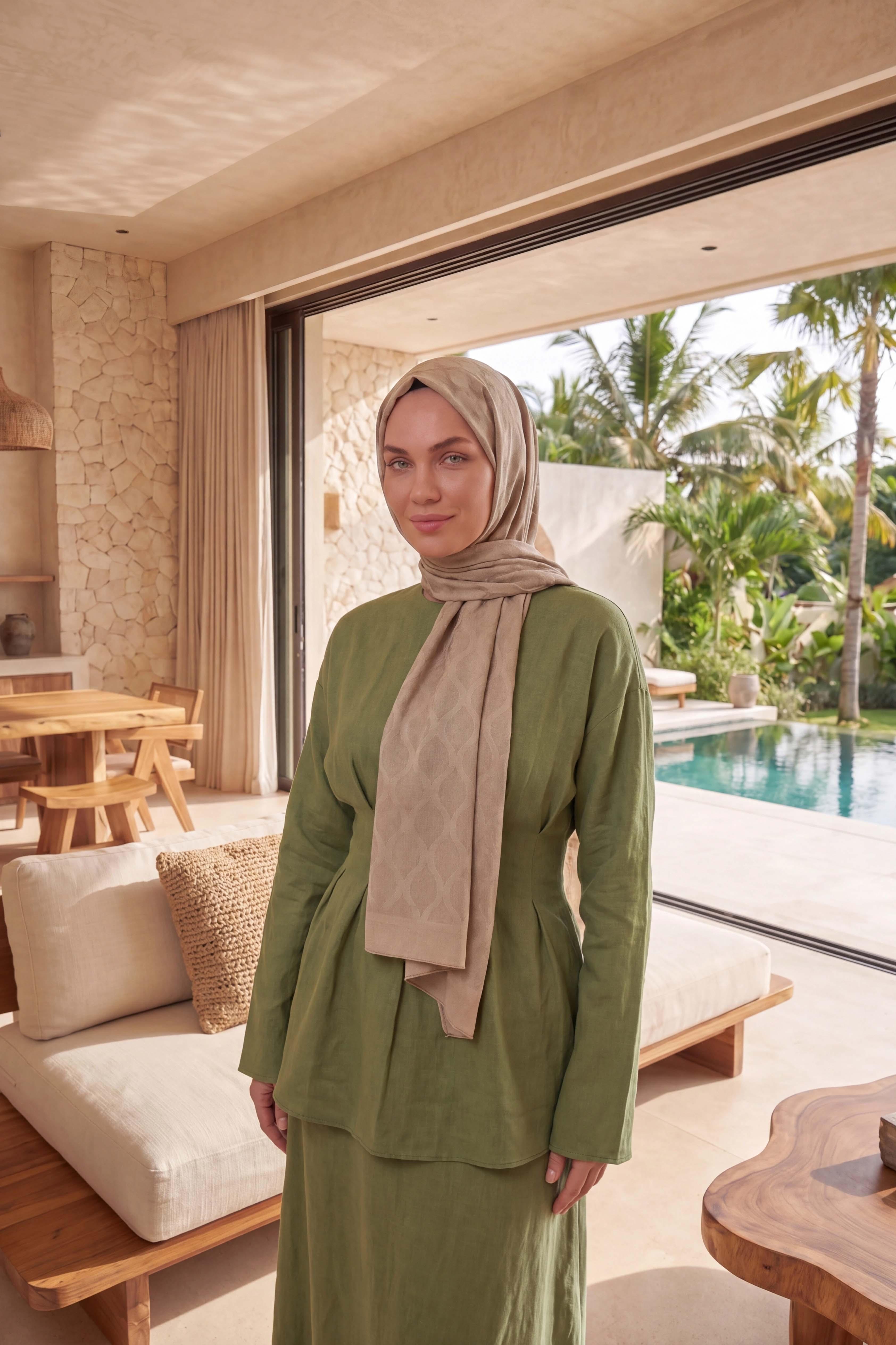 Asetat Şal Oval Geometrik Desen