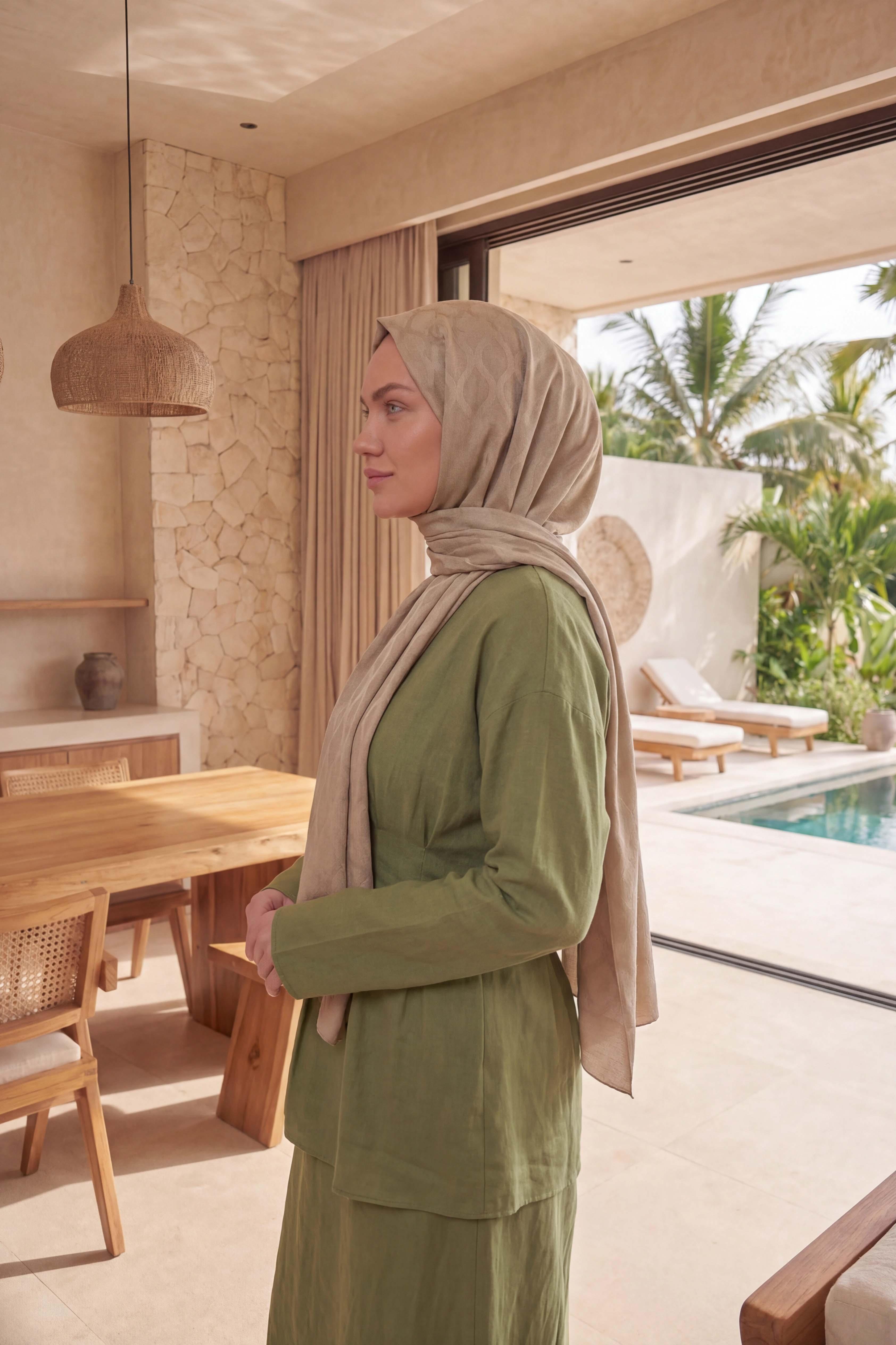 Asetat Şal Oval Geometrik Desen