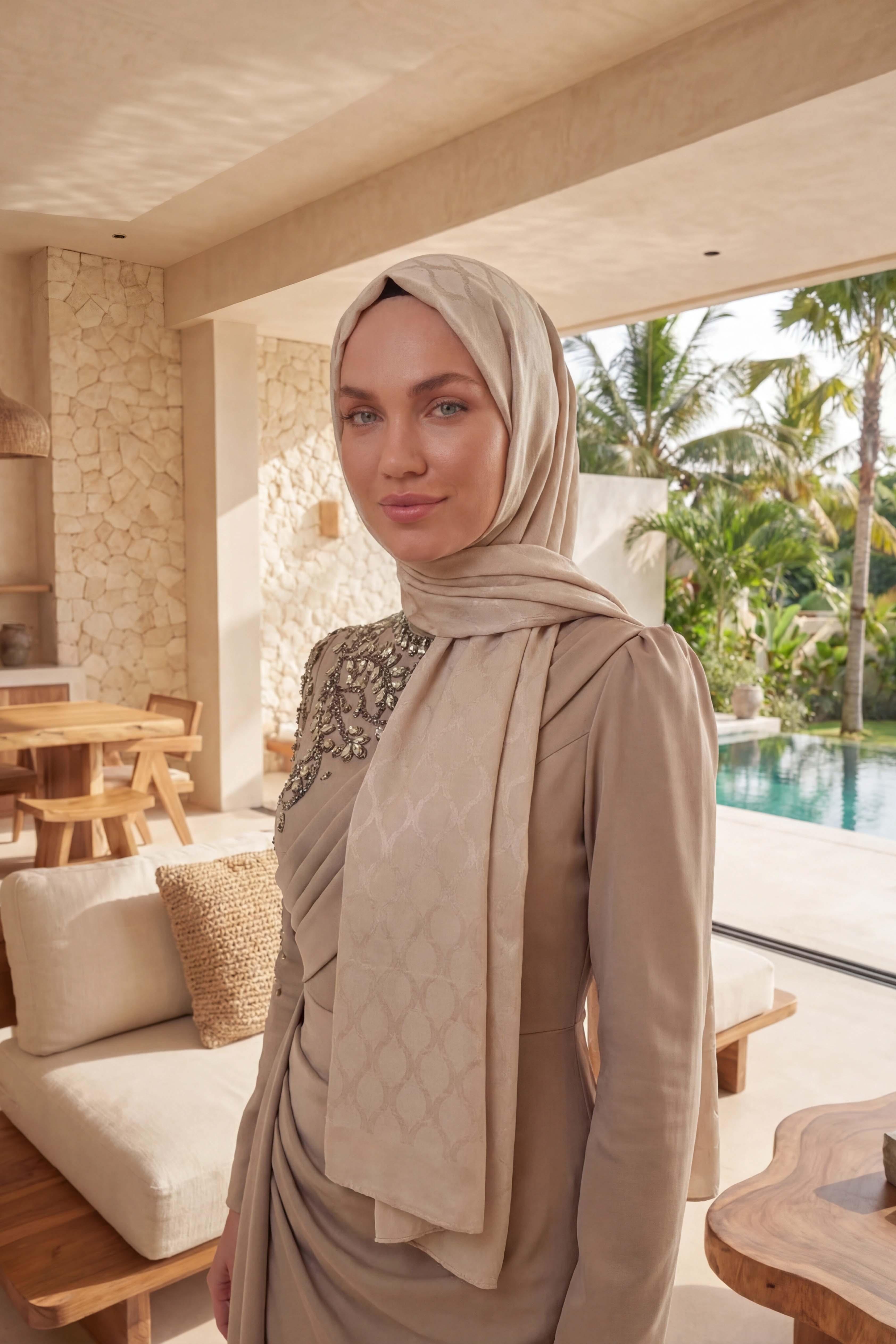 Asetat Şal Oval Geometrik Desen