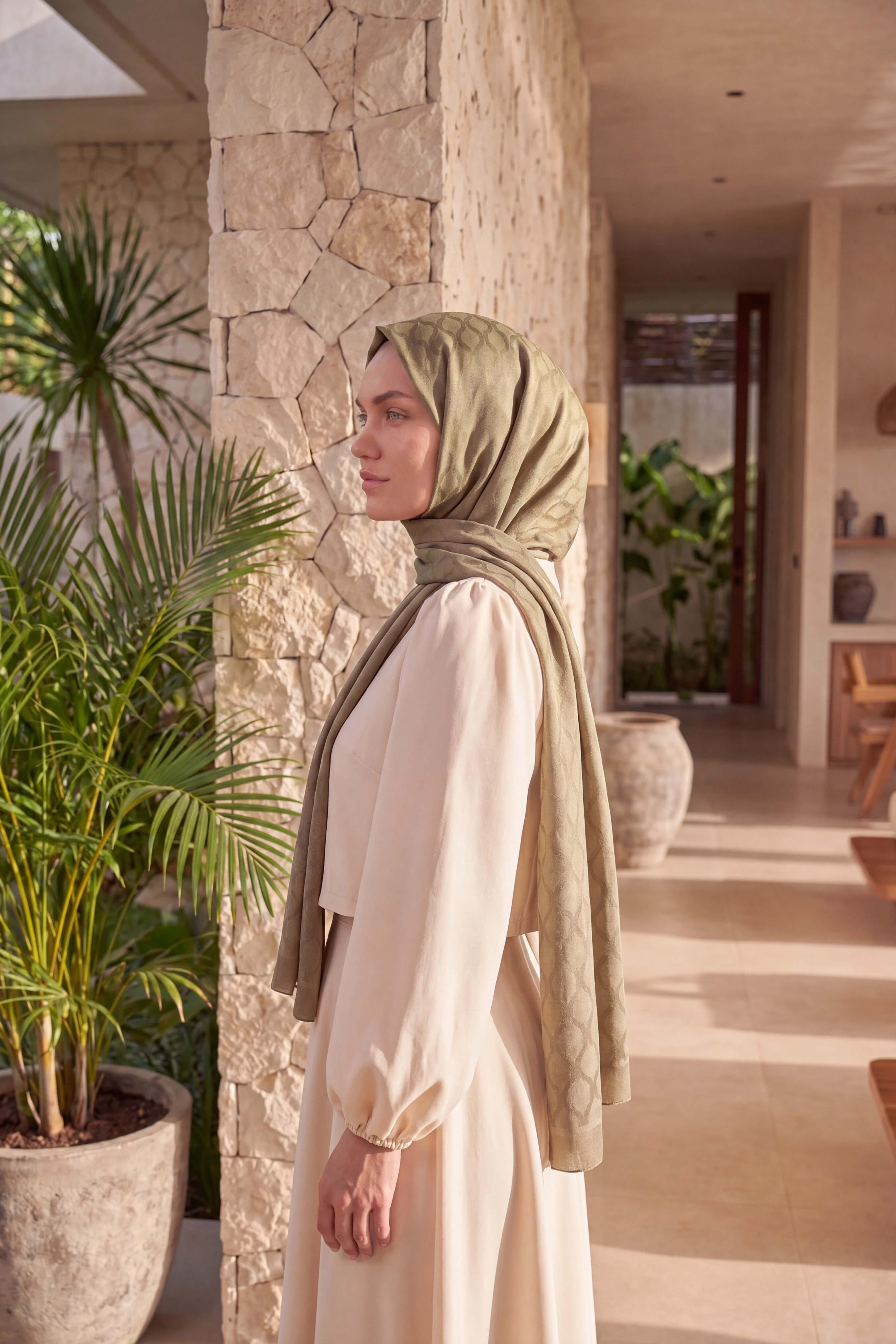 Asetat Şal Oval Geometrik Desen