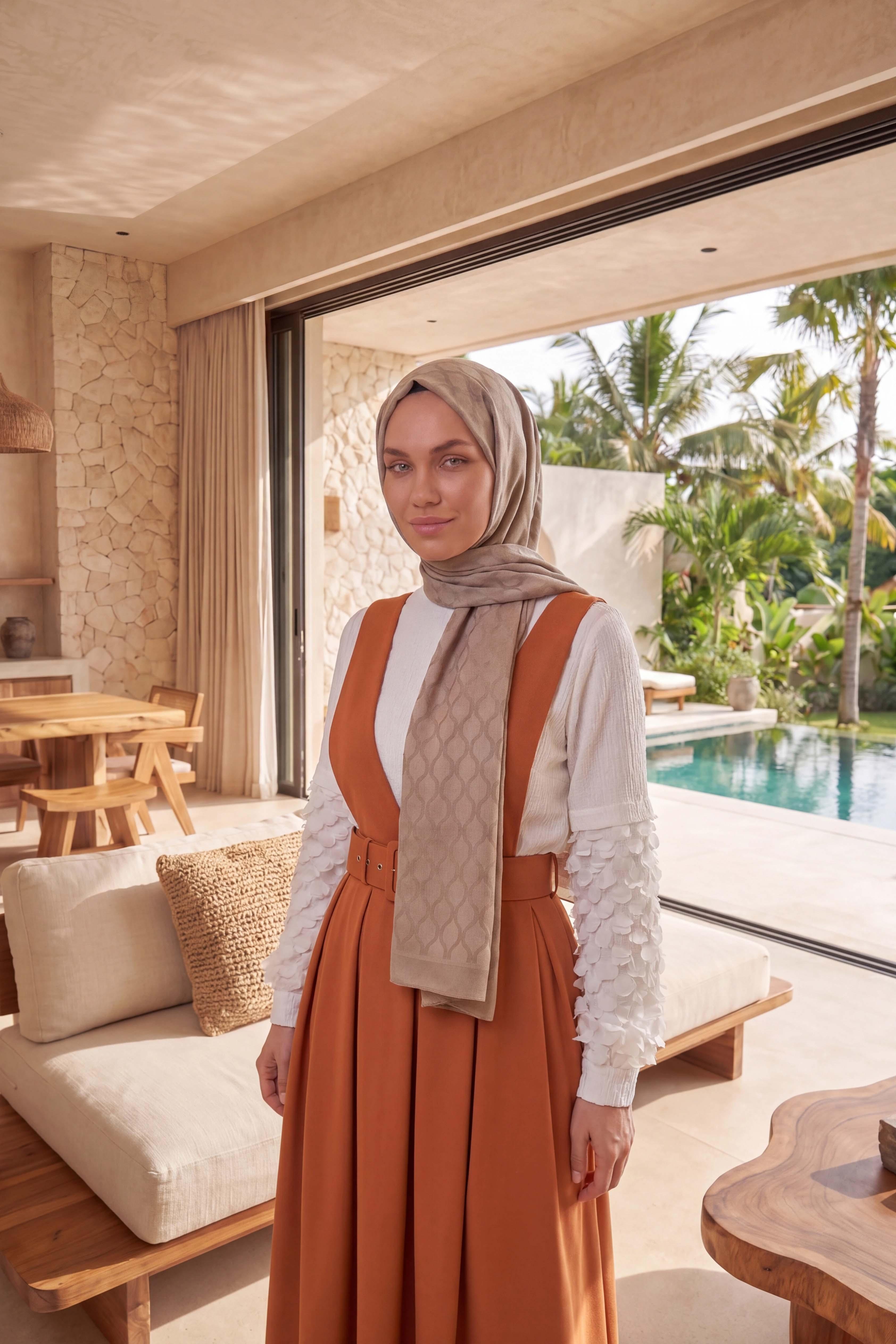 Asetat Şal Oval Geometrik Desen