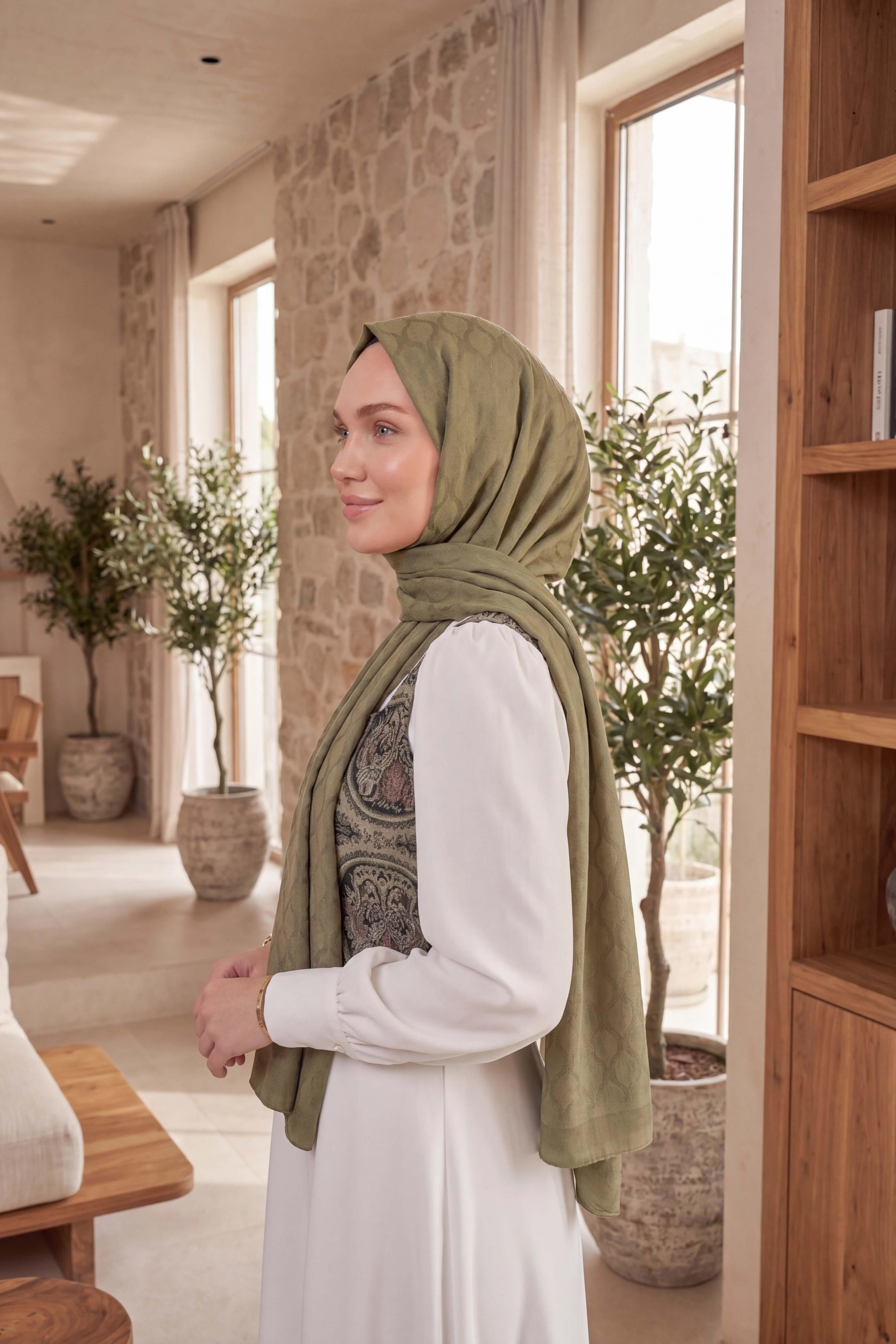 Asetat Şal Oval Geometrik Desen