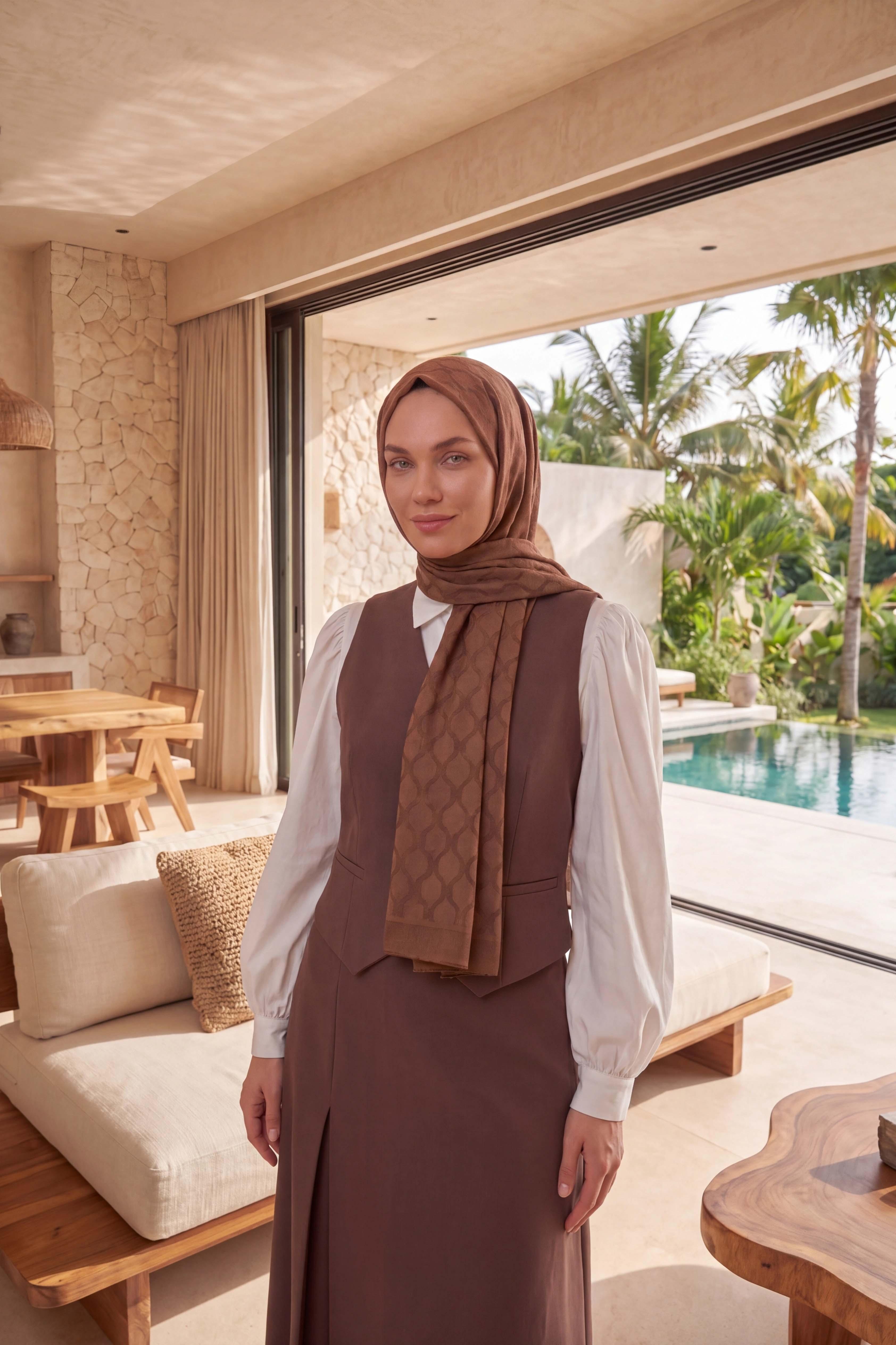 Asetat Şal Oval Geometrik Desen