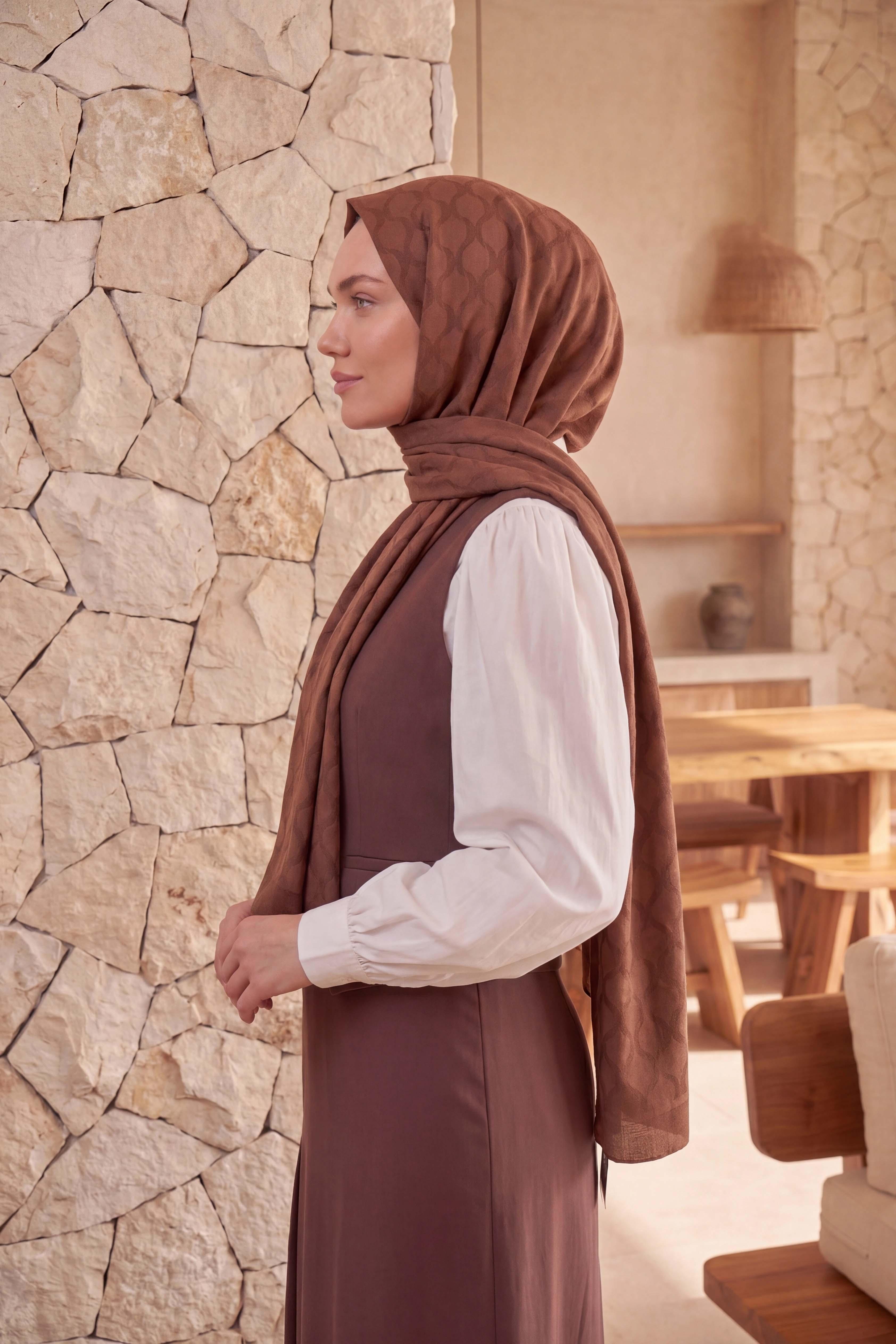 Asetat Şal Oval Geometrik Desen