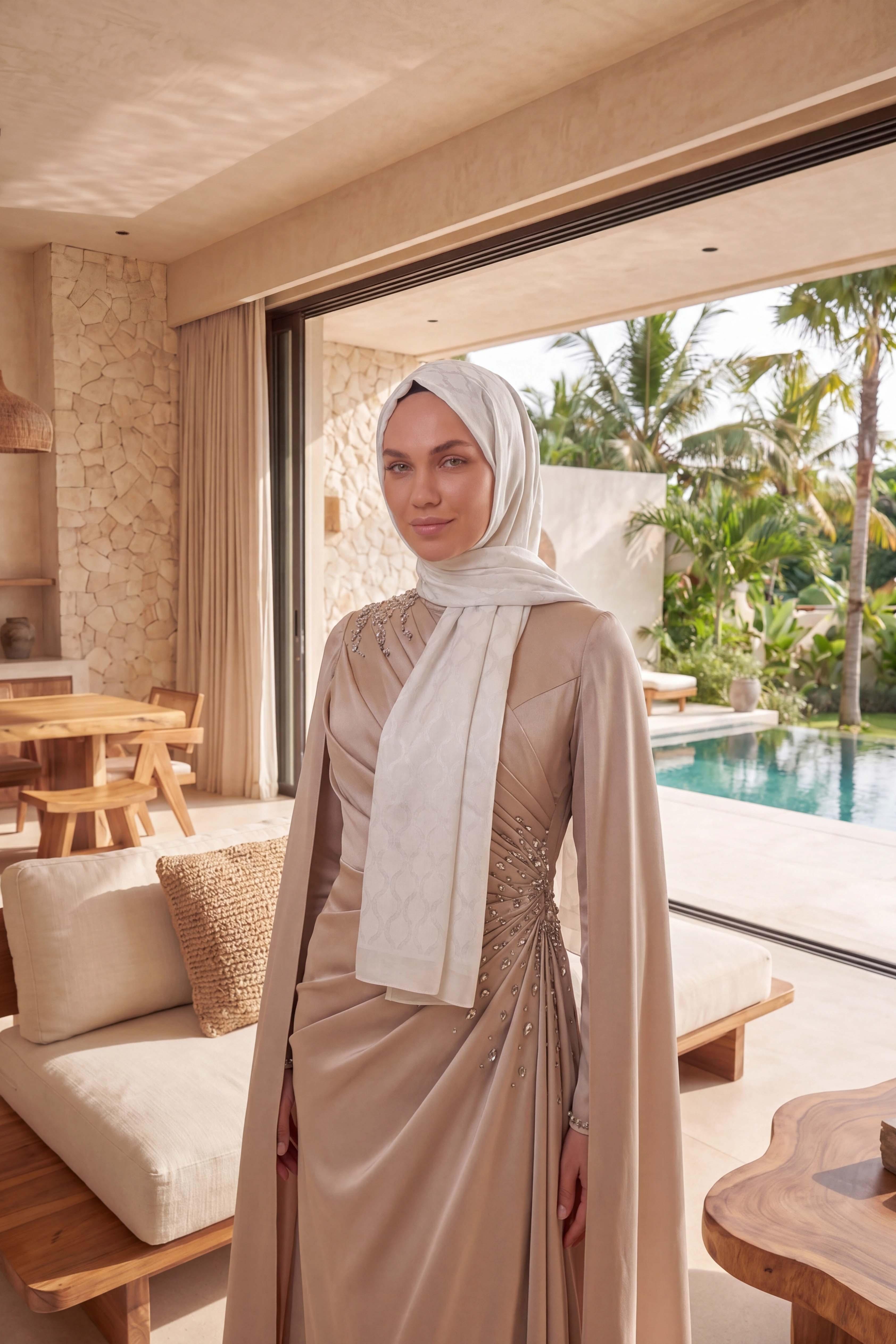 Asetat Şal Oval Geometrik Desen