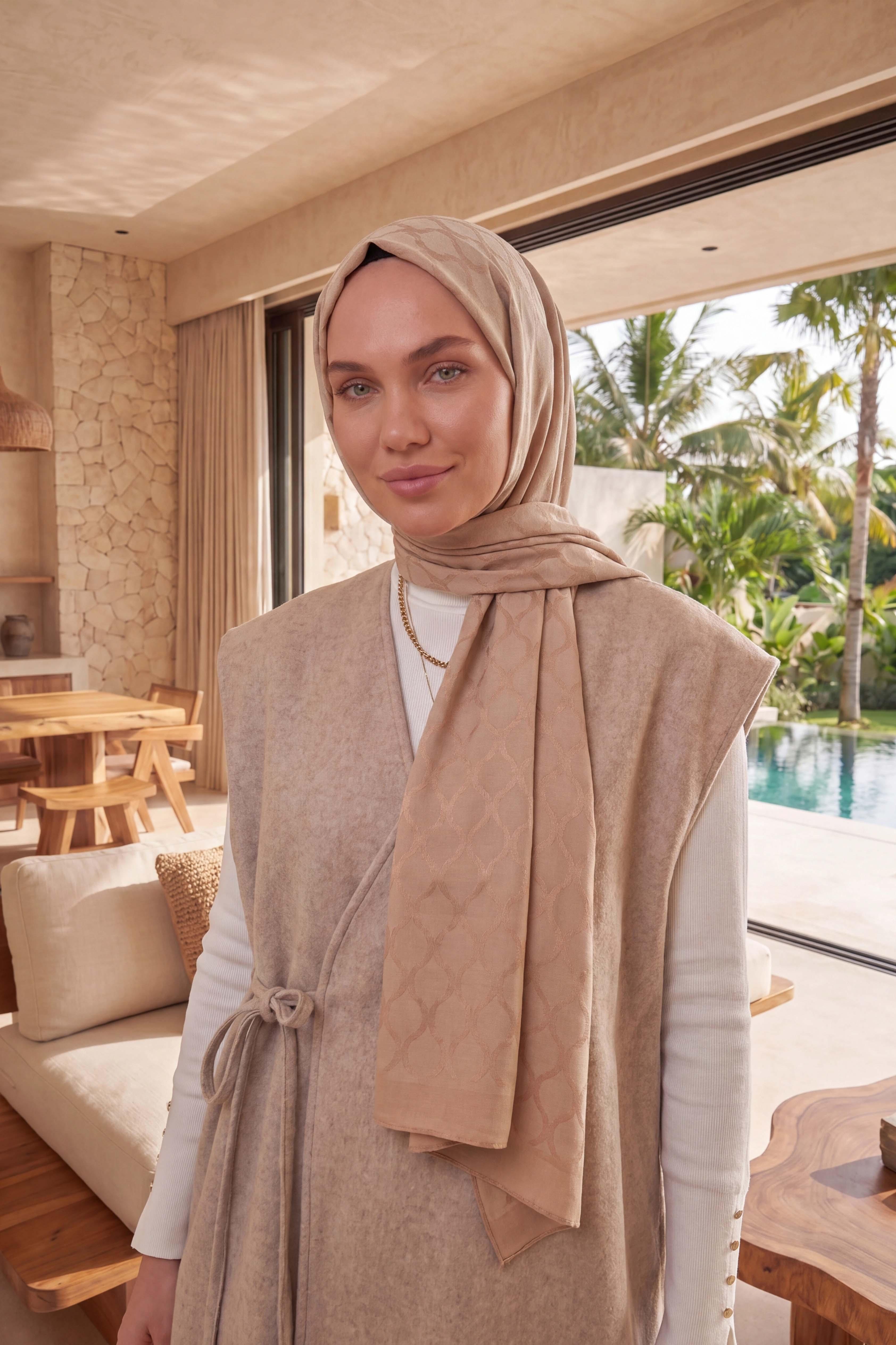 Asetat Şal Oval Geometrik Desen