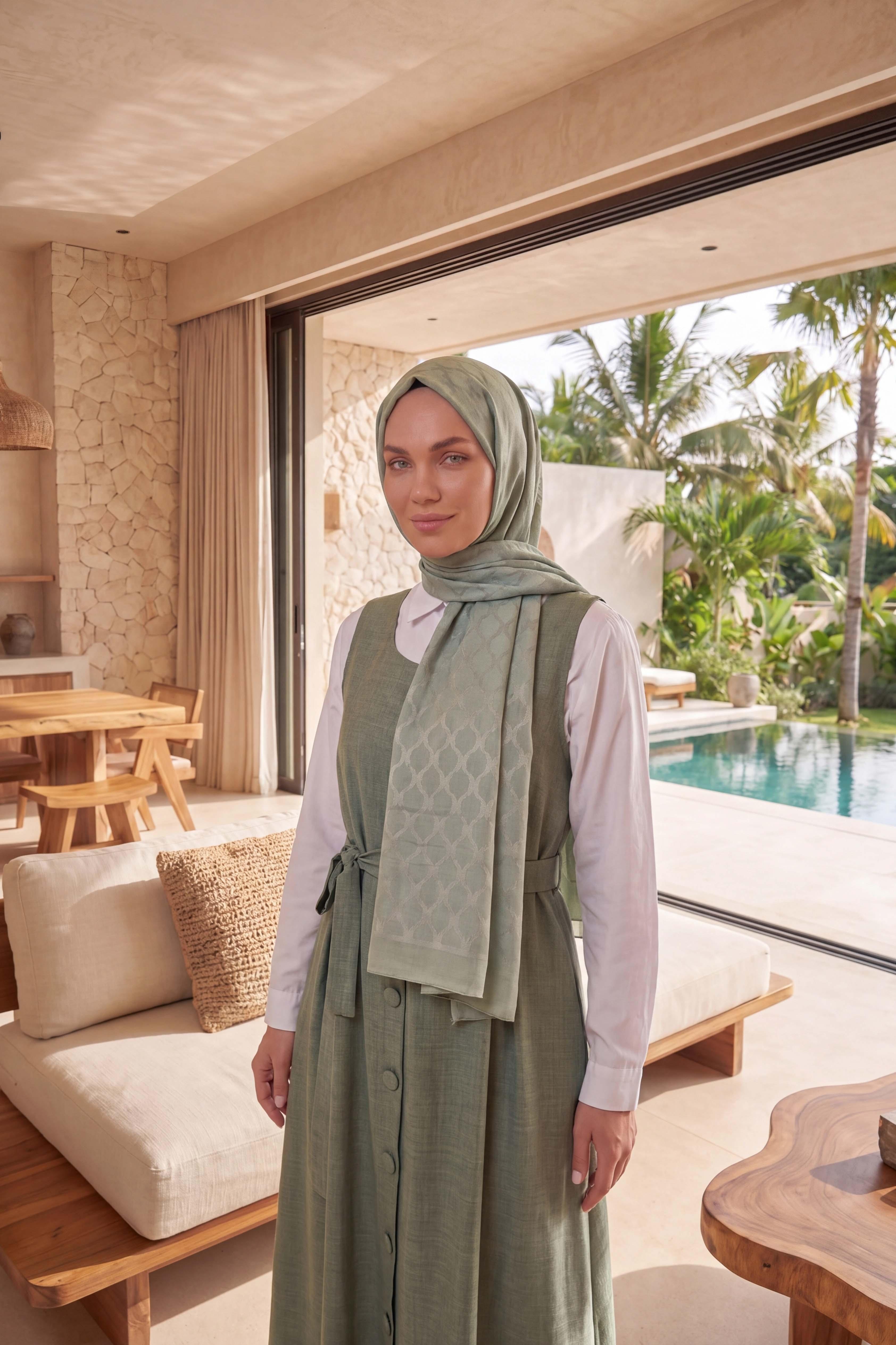 Asetat Şal Oval Geometrik Desen