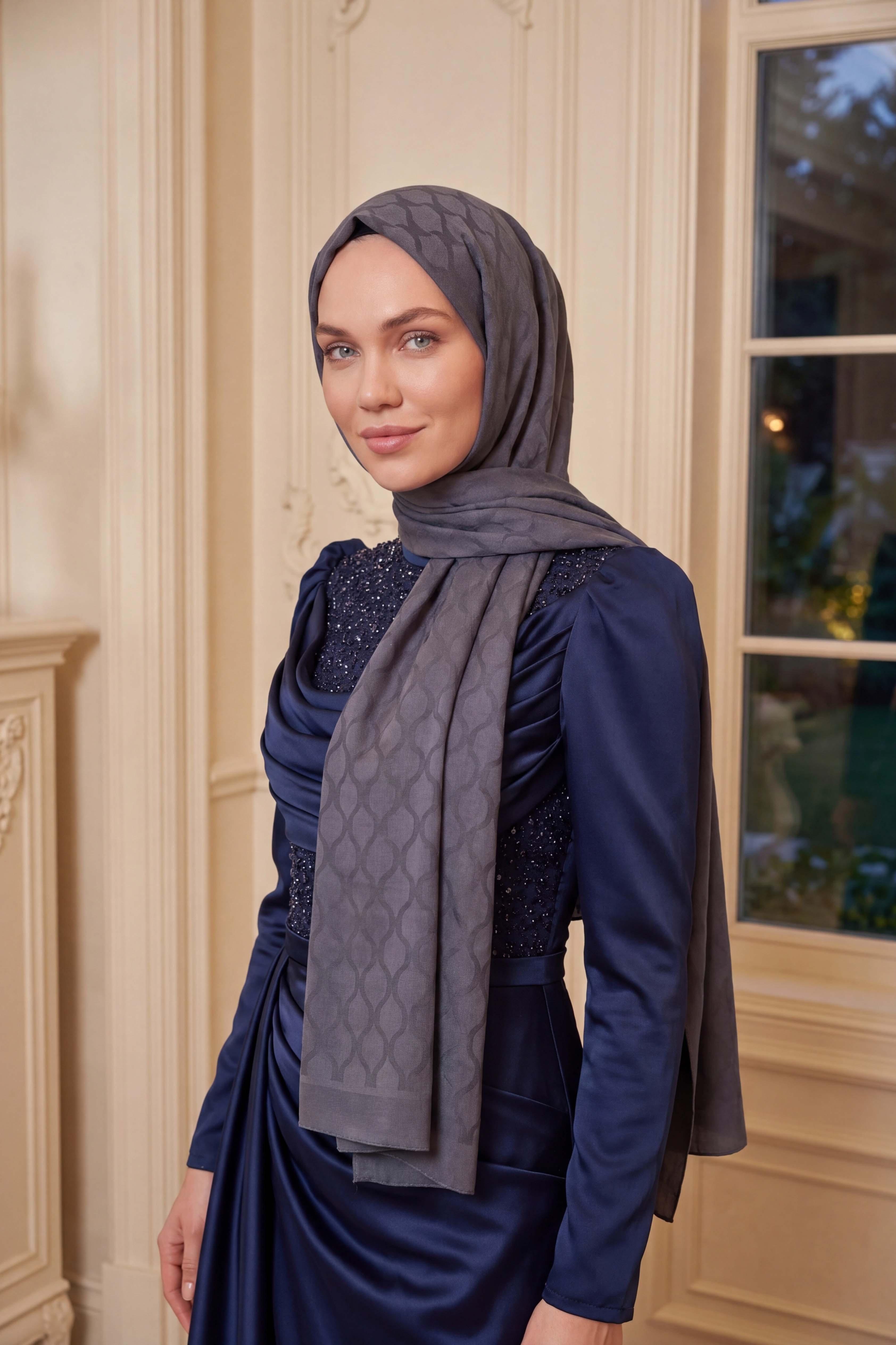 Asetat Şal Oval Geometrik Desen