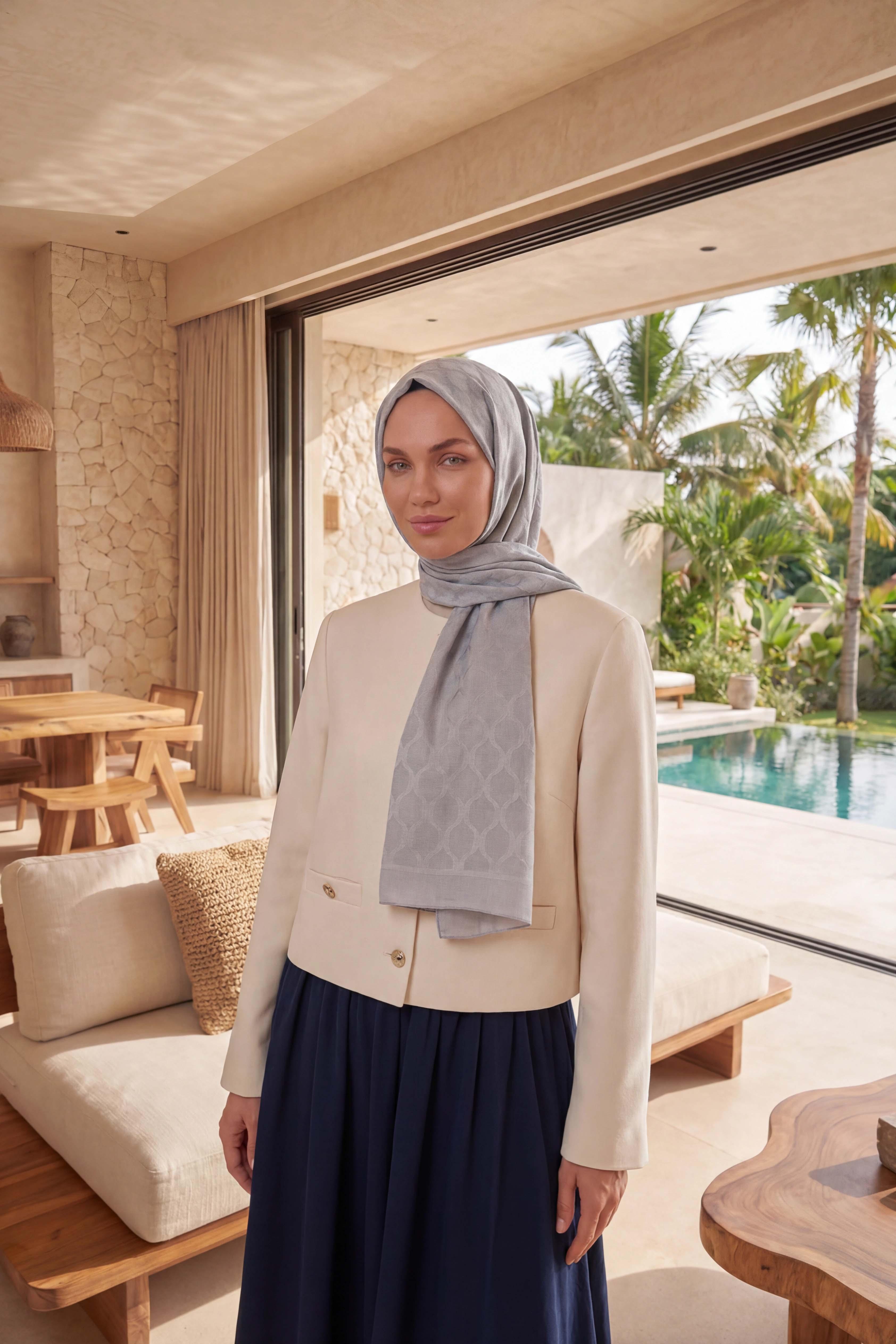 Asetat Şal Oval Geometrik Desen