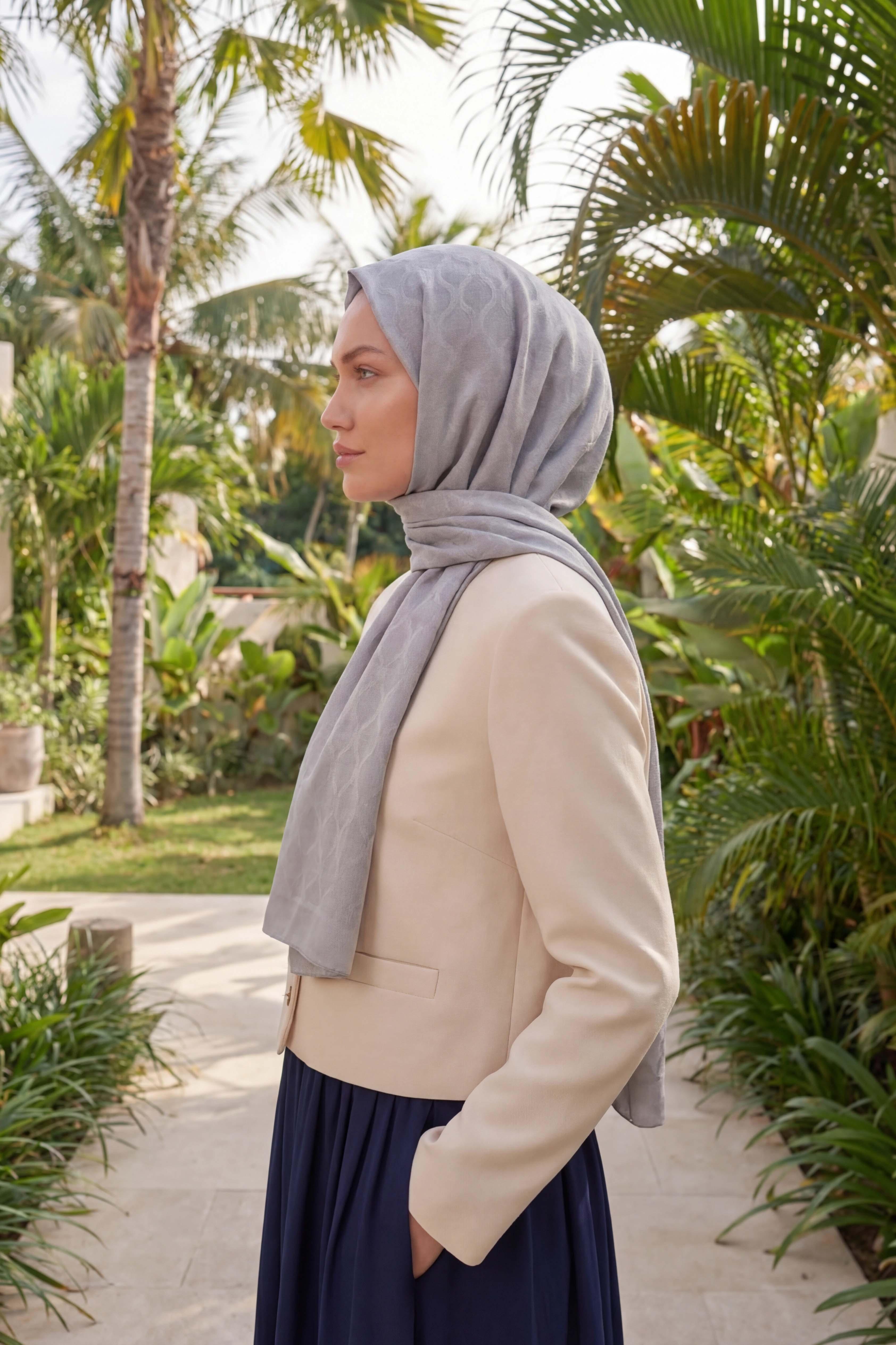 Asetat Şal Oval Geometrik Desen