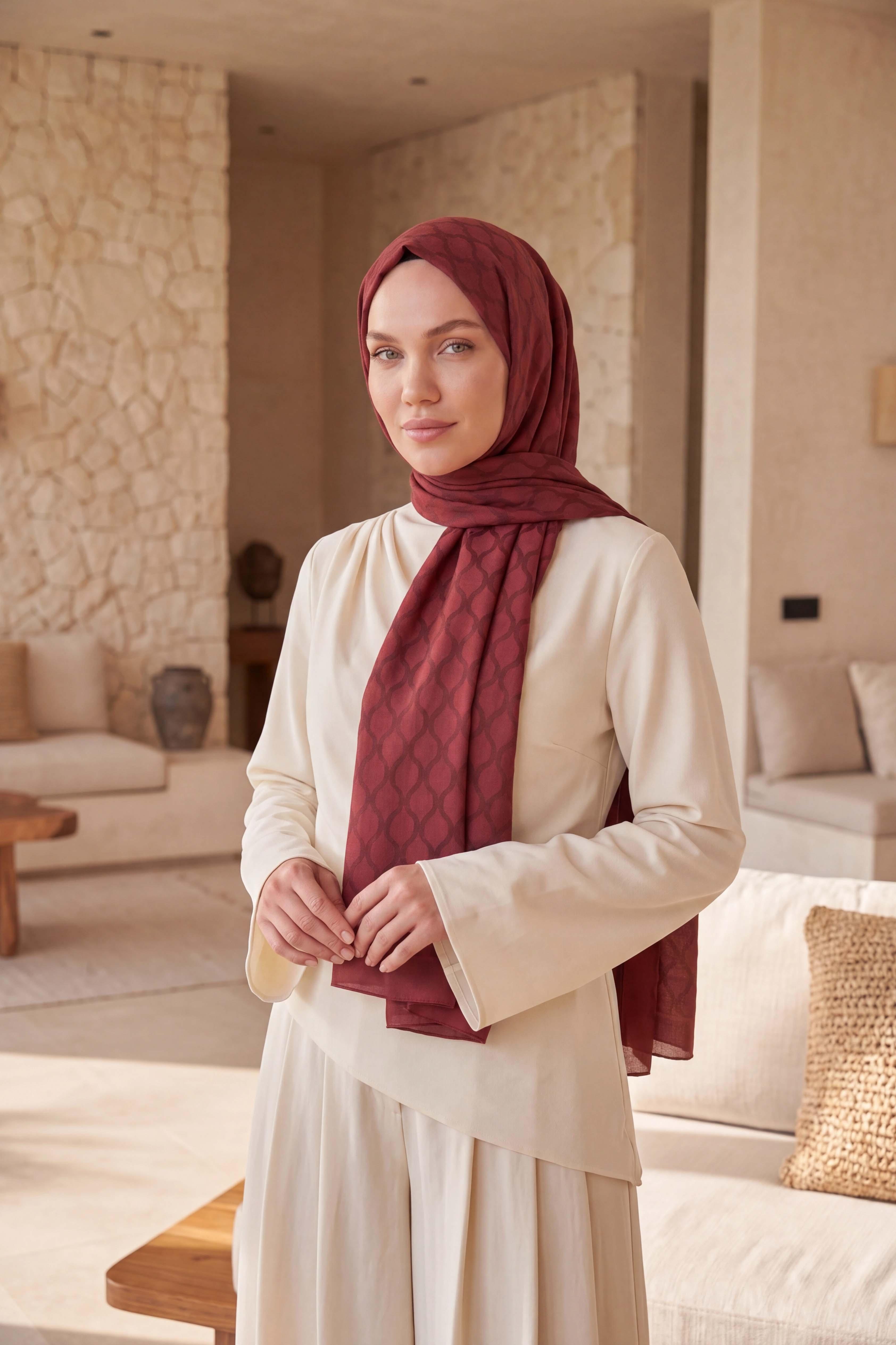 Asetat Şal Oval Geometrik Desen