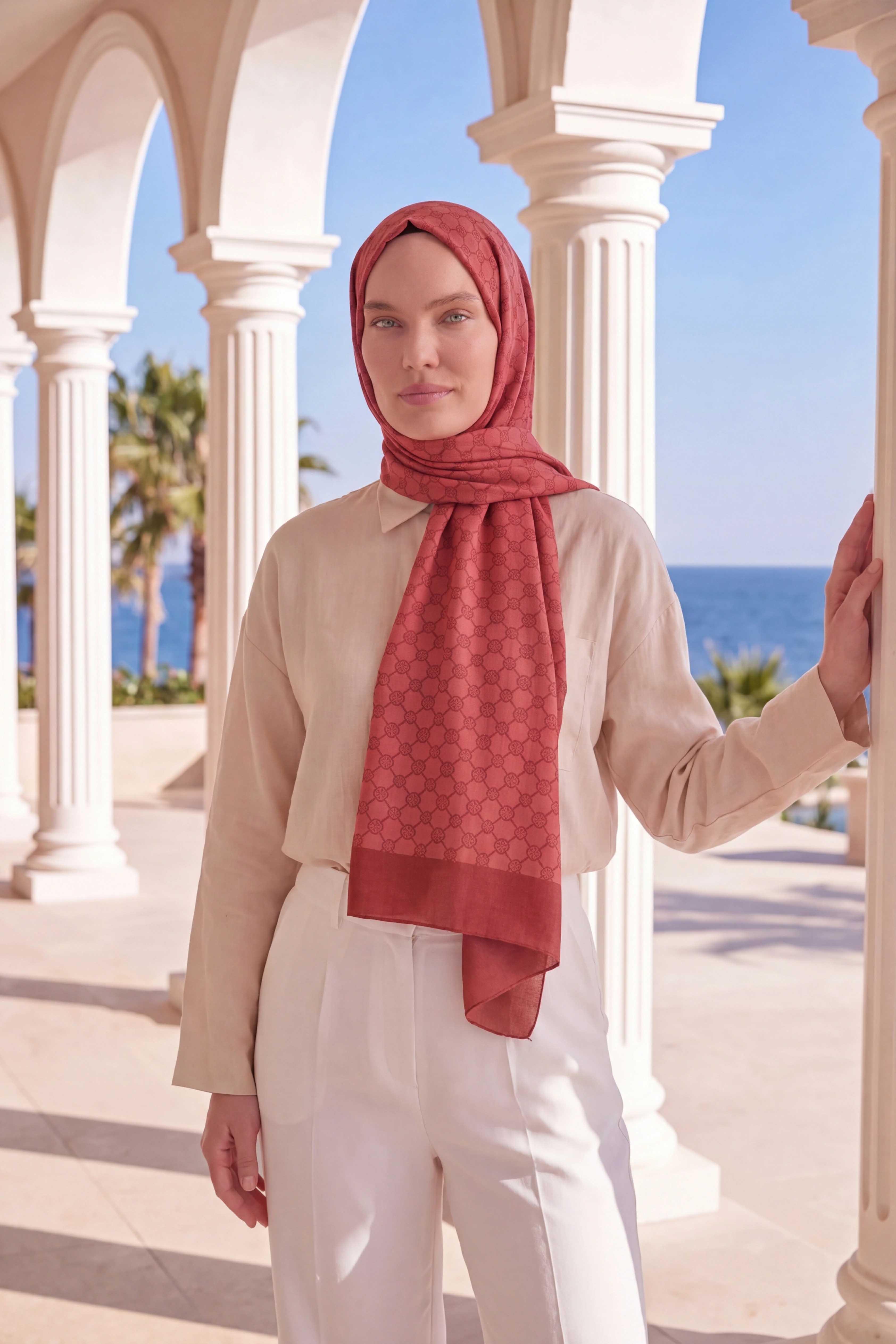 Elegans Şal  Oval Geometrik Desen