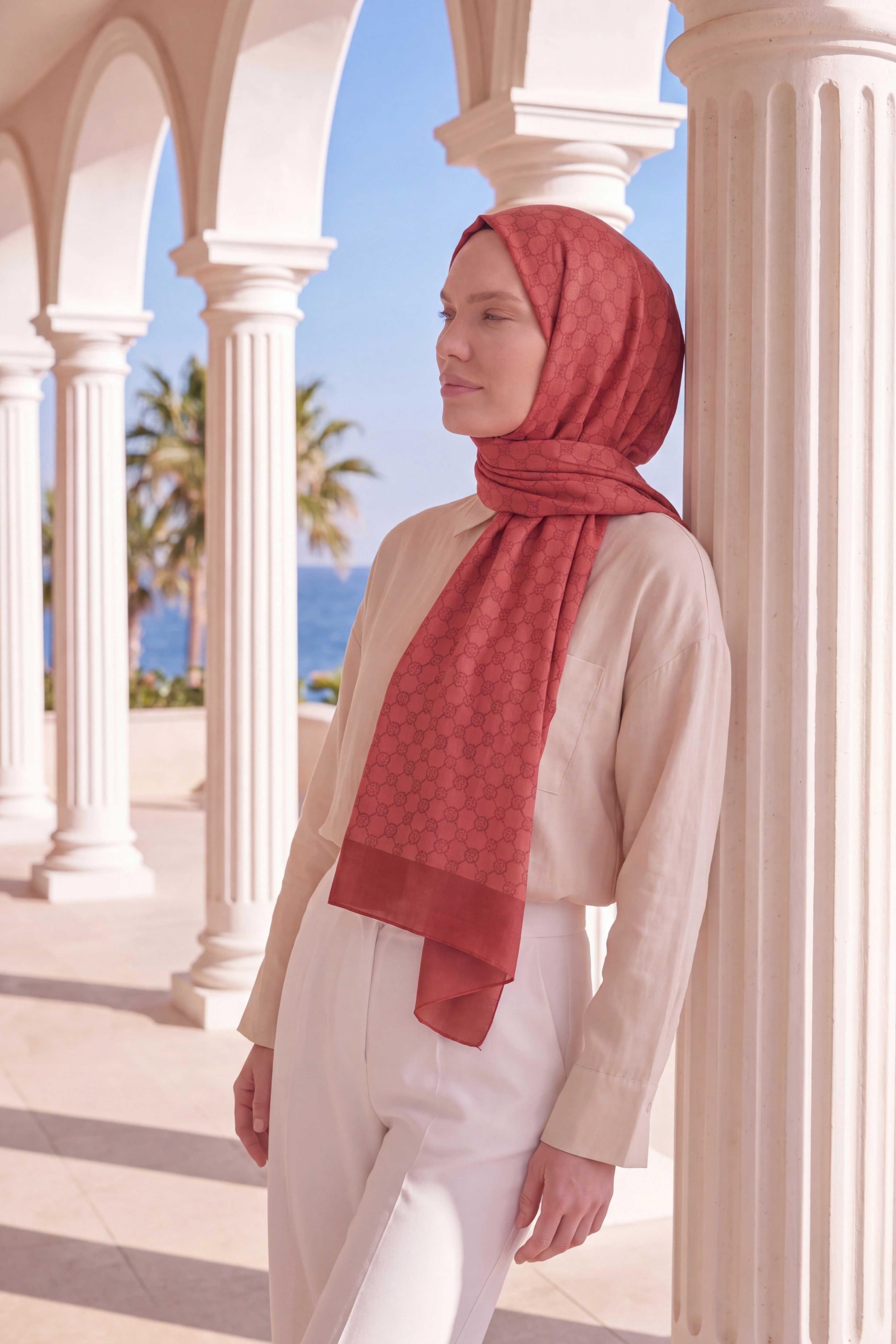 Elegans Şal  Oval Geometrik Desen