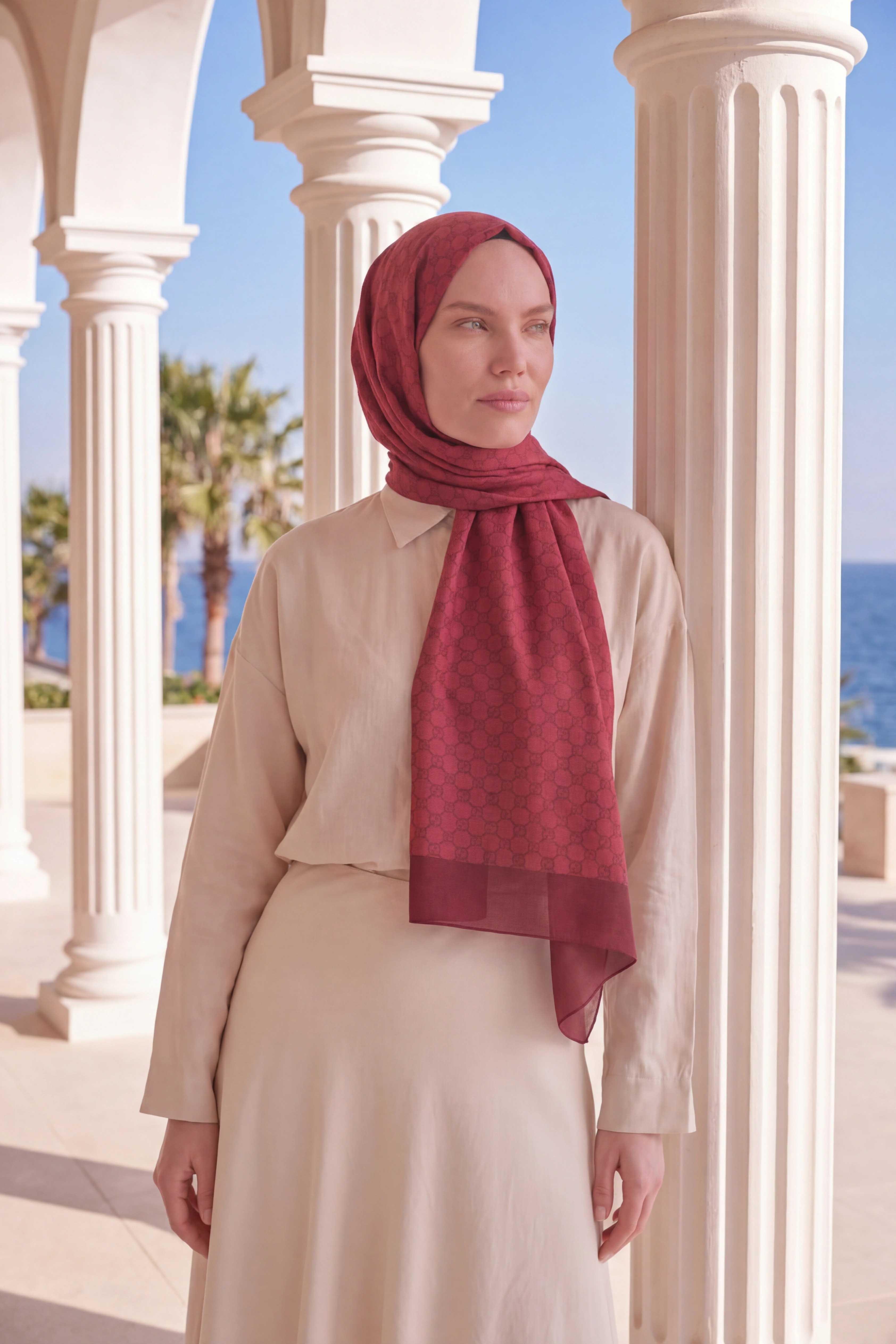 Elegans Şal  Oval Geometrik Desen