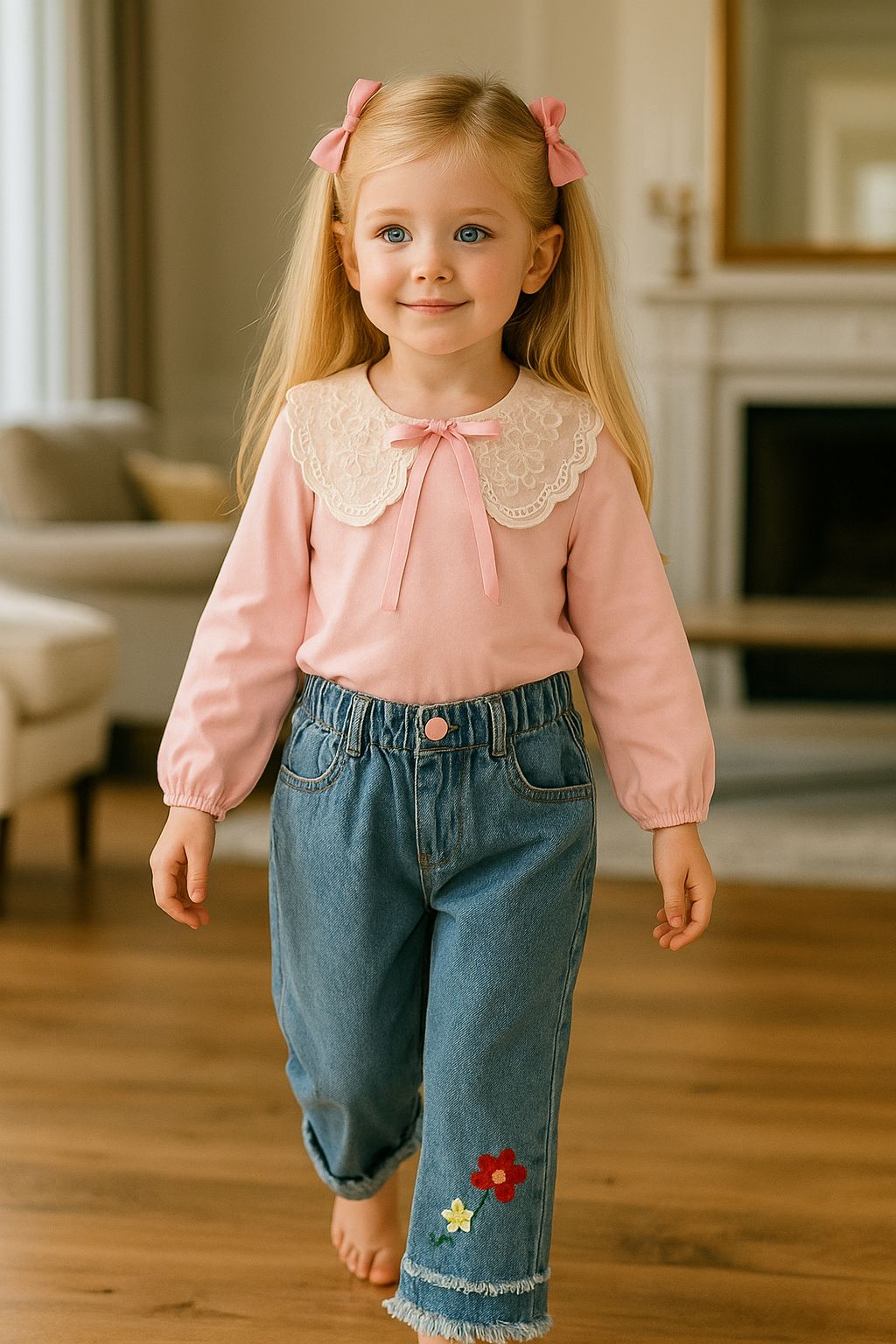 ÇİÇEKLİ KIZ PANTOLON TAKIM