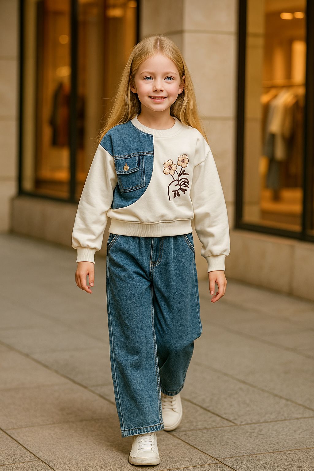 papatya detaylı kot takım