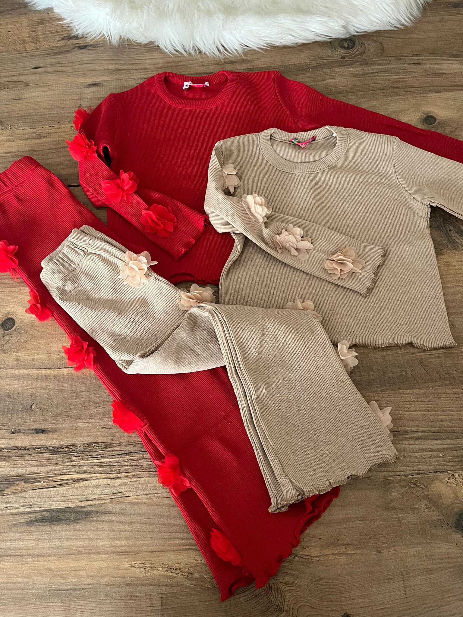 bej ikili ribana takım