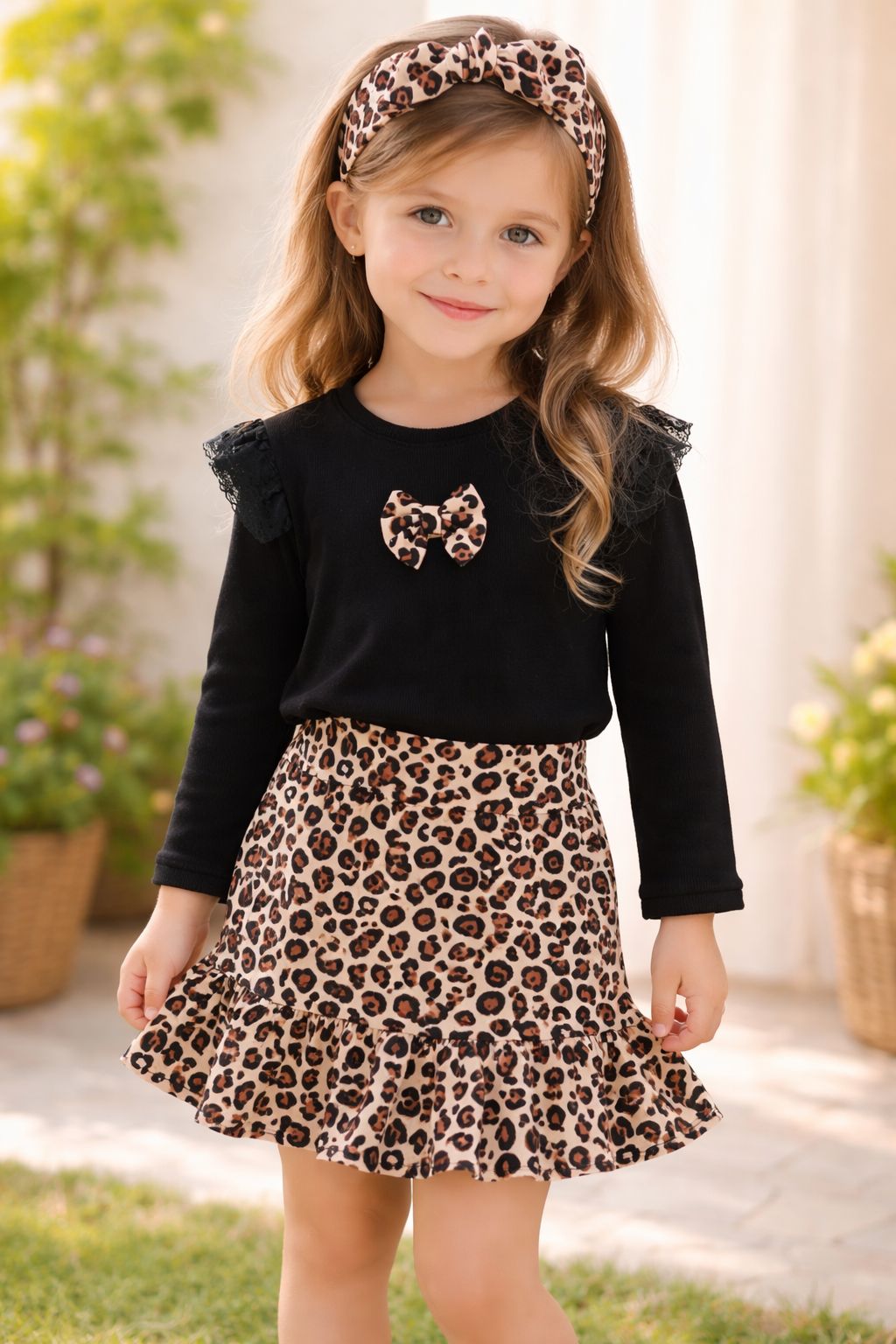 leopar etek badi bandana takım