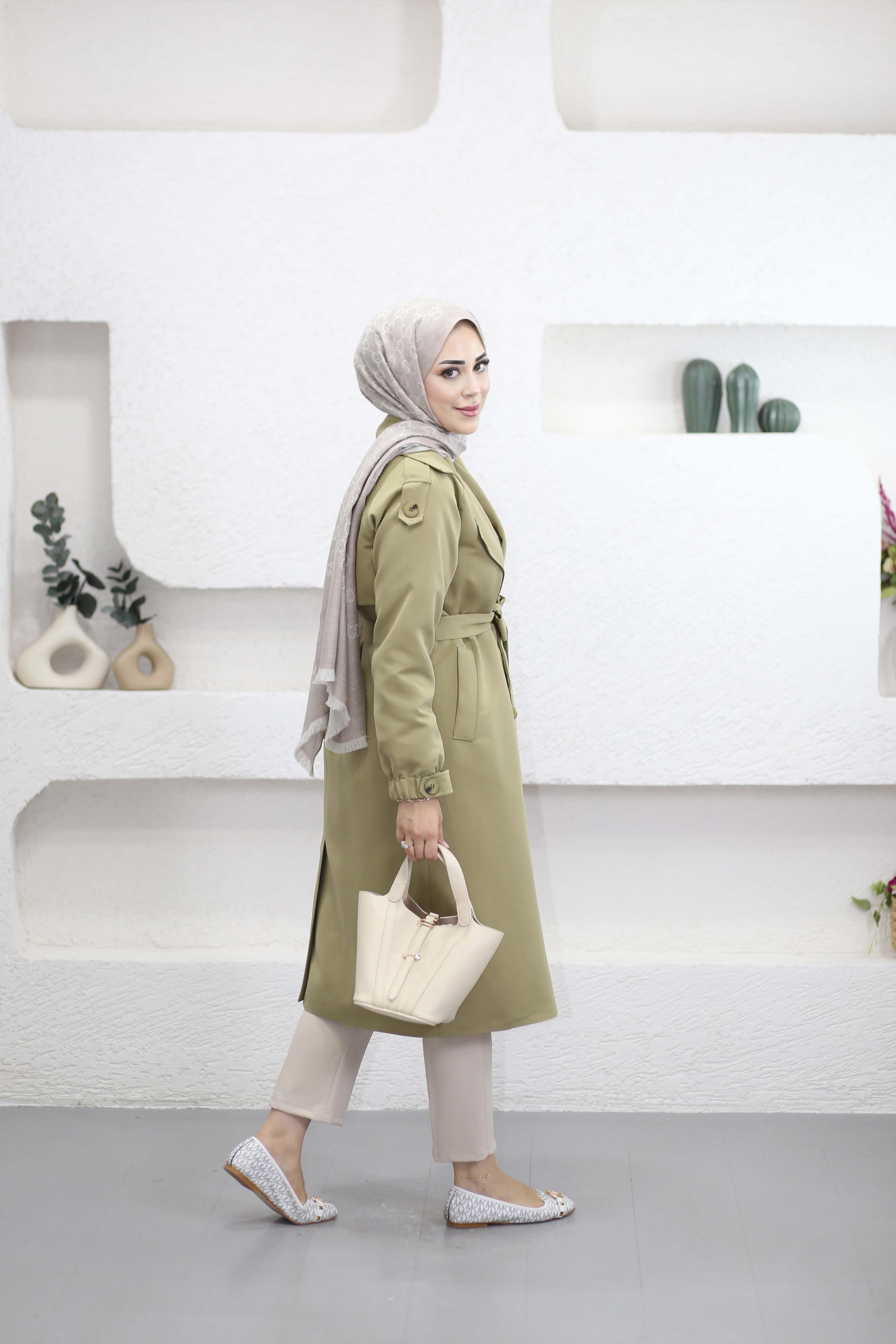 Jesica Trençkot Yağ Yeşili