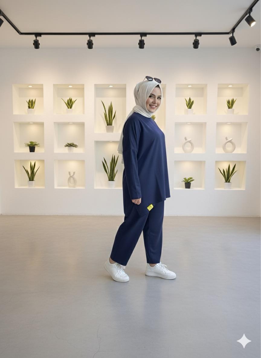 Anka Şalvar Pantolonlu İkili Takım Lacivert